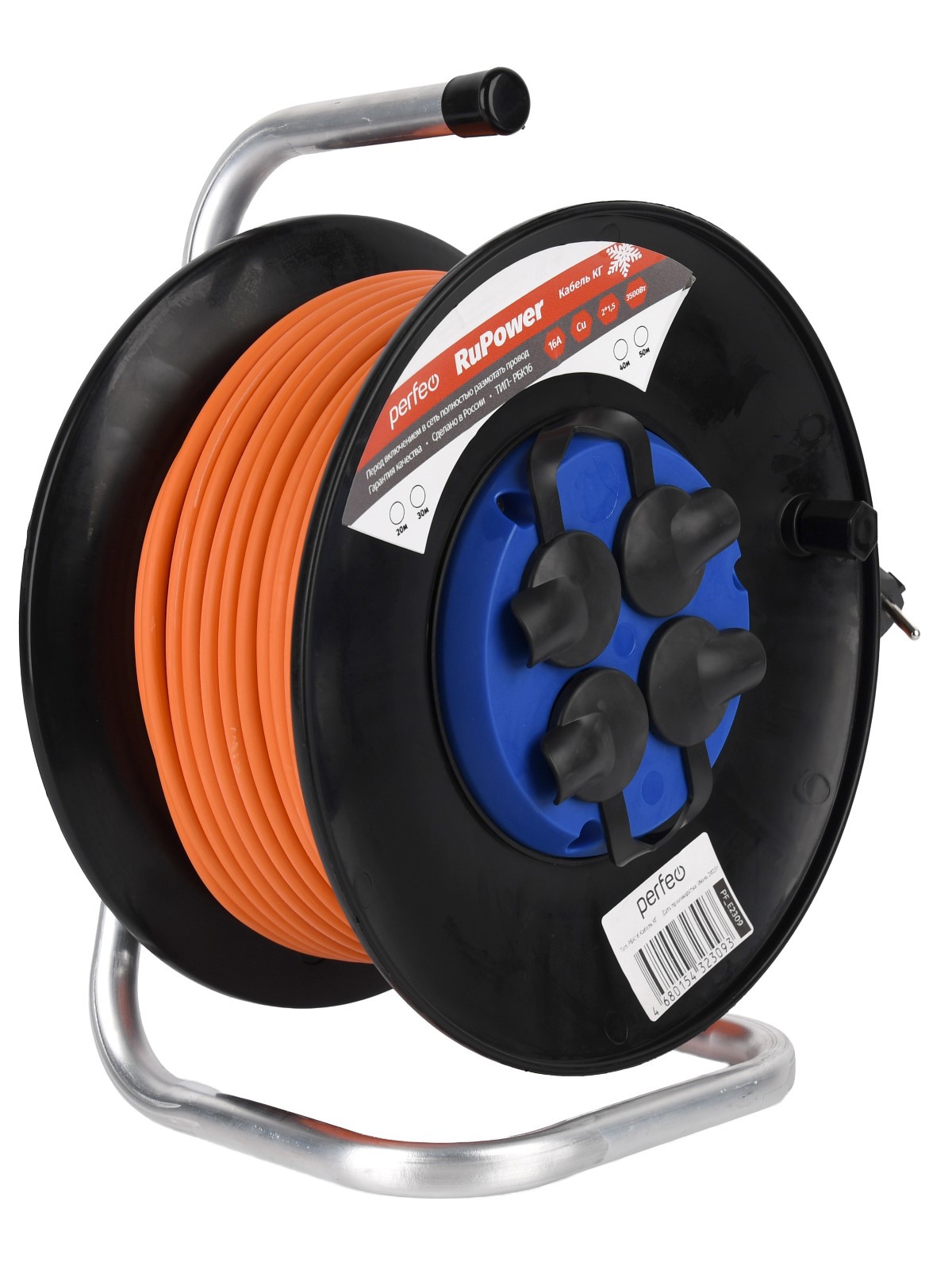 Изображение товара Удлинитель на катушке Perfeo PF_E2307 30 м 4 розетки без заземления IP44