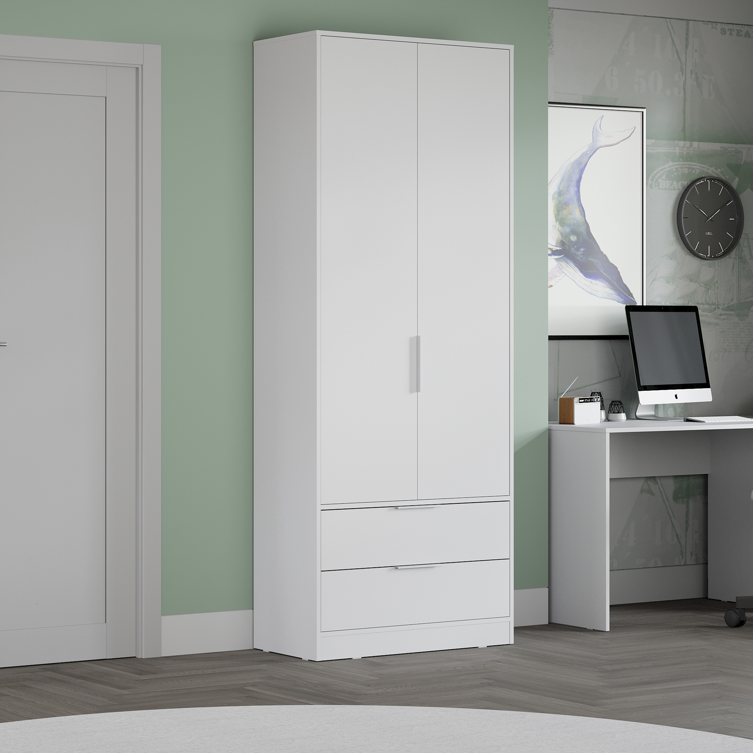 Изображение товара Шкаф Трия 84x213.2x40.7 см ЛДСП цвет белый