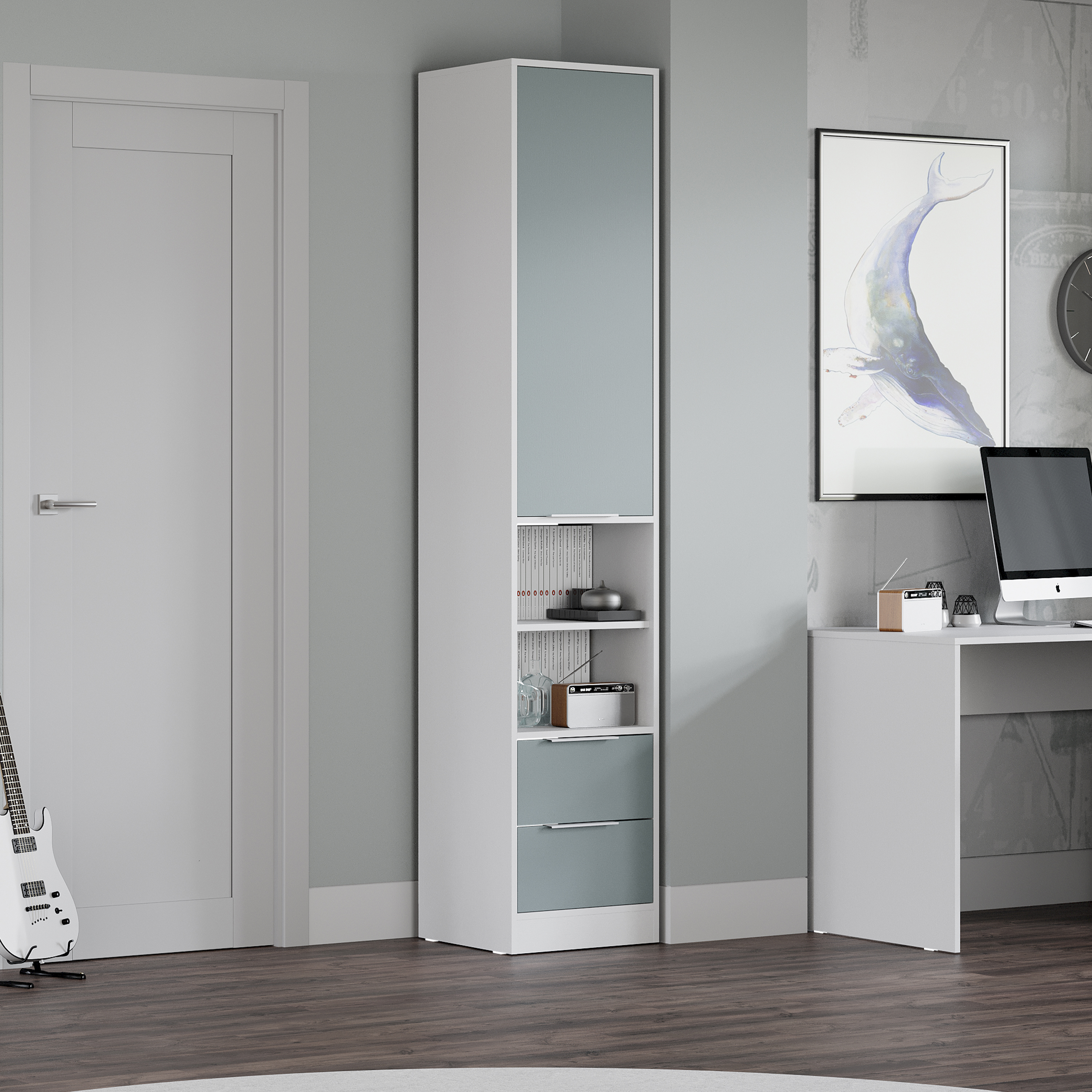 Изображение товара Шкаф Трия 43.6x213.2x40.7 см ЛДСП цвет белый