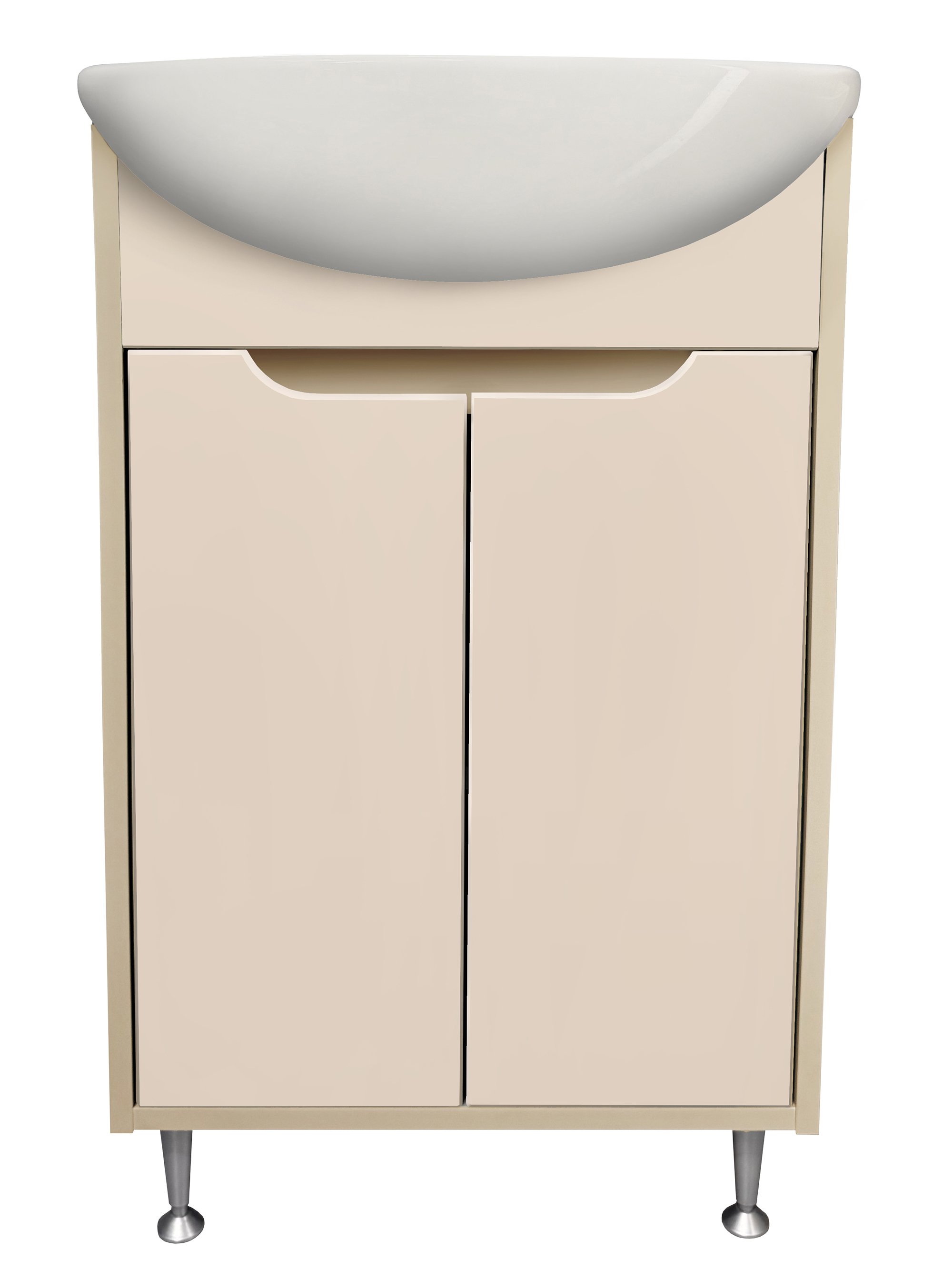 Изображение товара Тумба под раковину Runo ЭкоНова 60 см какао-бежевый напольная с полками дверками