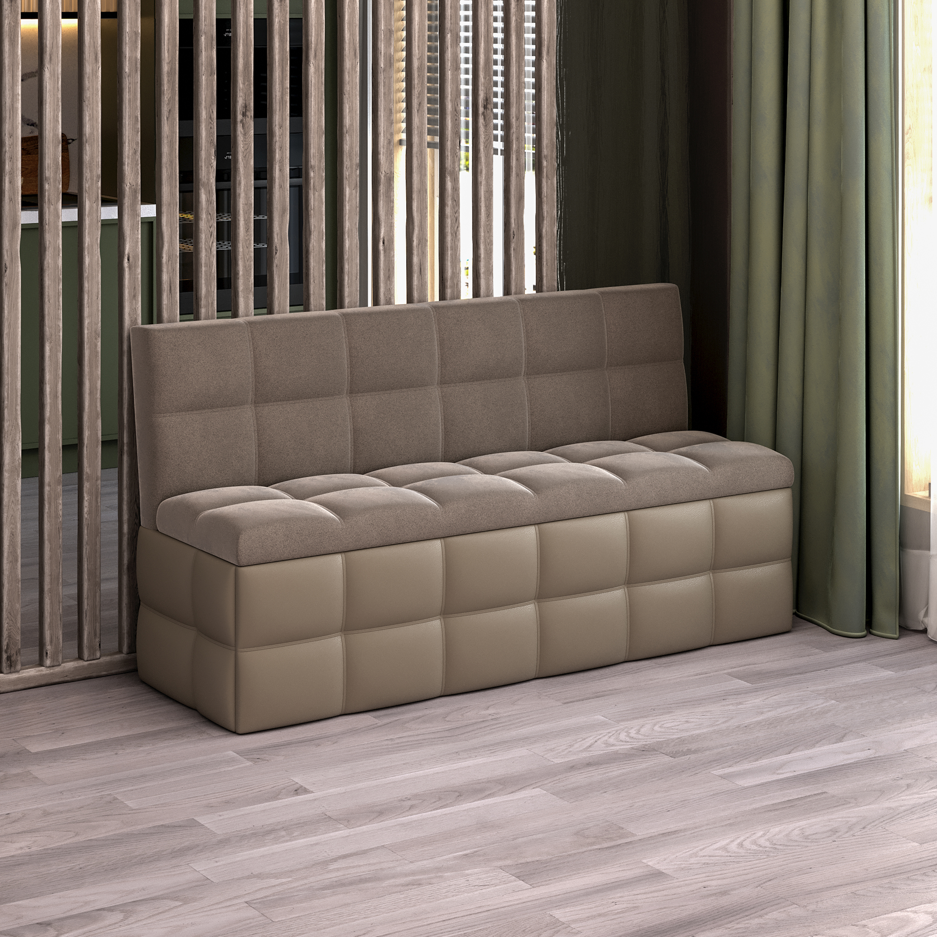 Изображение товара Диван кухонный ТРИЯ Домино Велюр мокко светлый/Кожзам светло-коричневый 151x82x58 Изображение товара Диван кухонный ТРИЯ Домино Велюр мокко светлый/Кожзам светло-коричневый 151x82x58