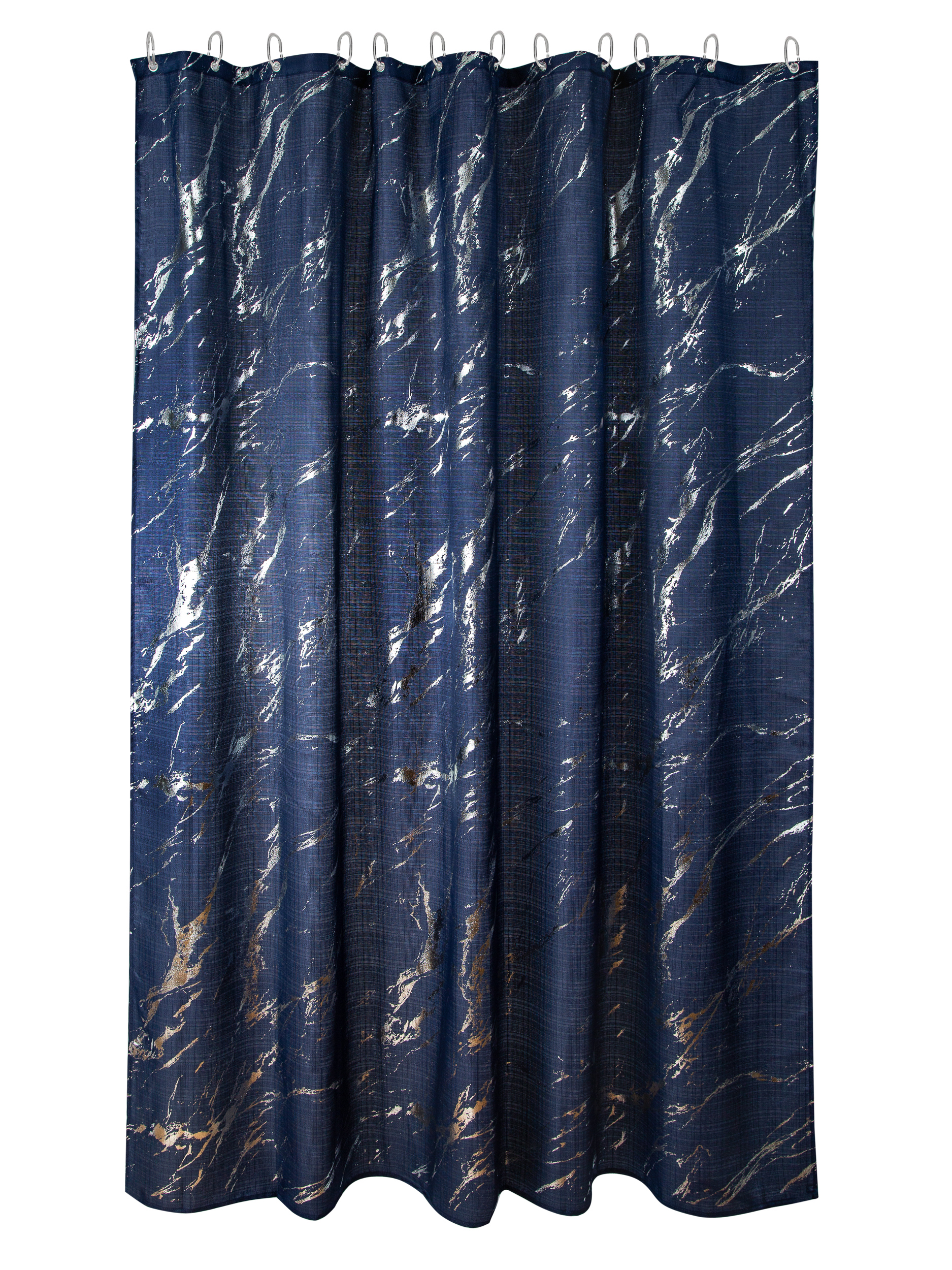 Изображение товара Стильная шторка для ванной комнаты ЕВРОГАРАНТ 180x200 см синий под лён водоотталкивающая
