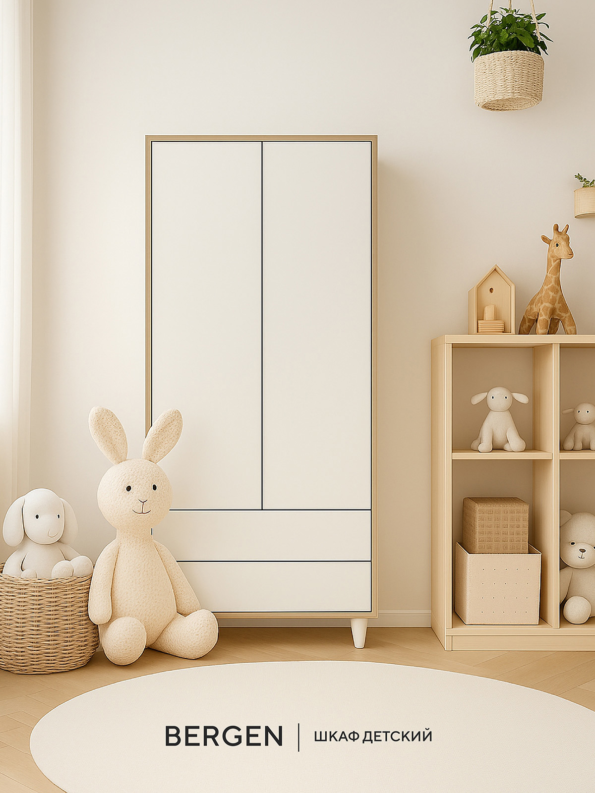 Изображение товара Шкаф распашной Rant Bergen с 2 дверями 84x174x44 см дерево цвет белый