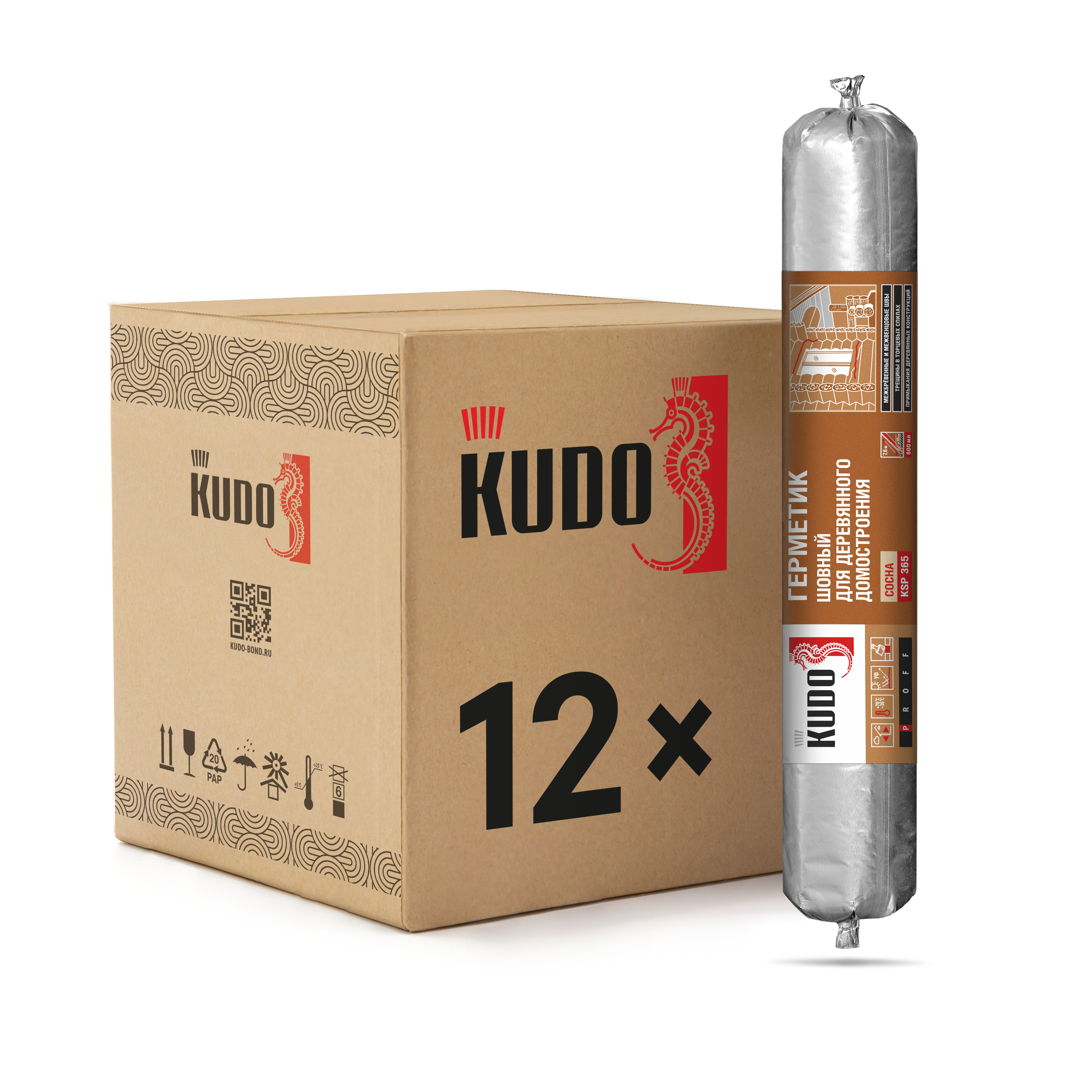 Изображение товара Герметик акриловый Kudo Proff для дерева и камня 600 мл сосна
