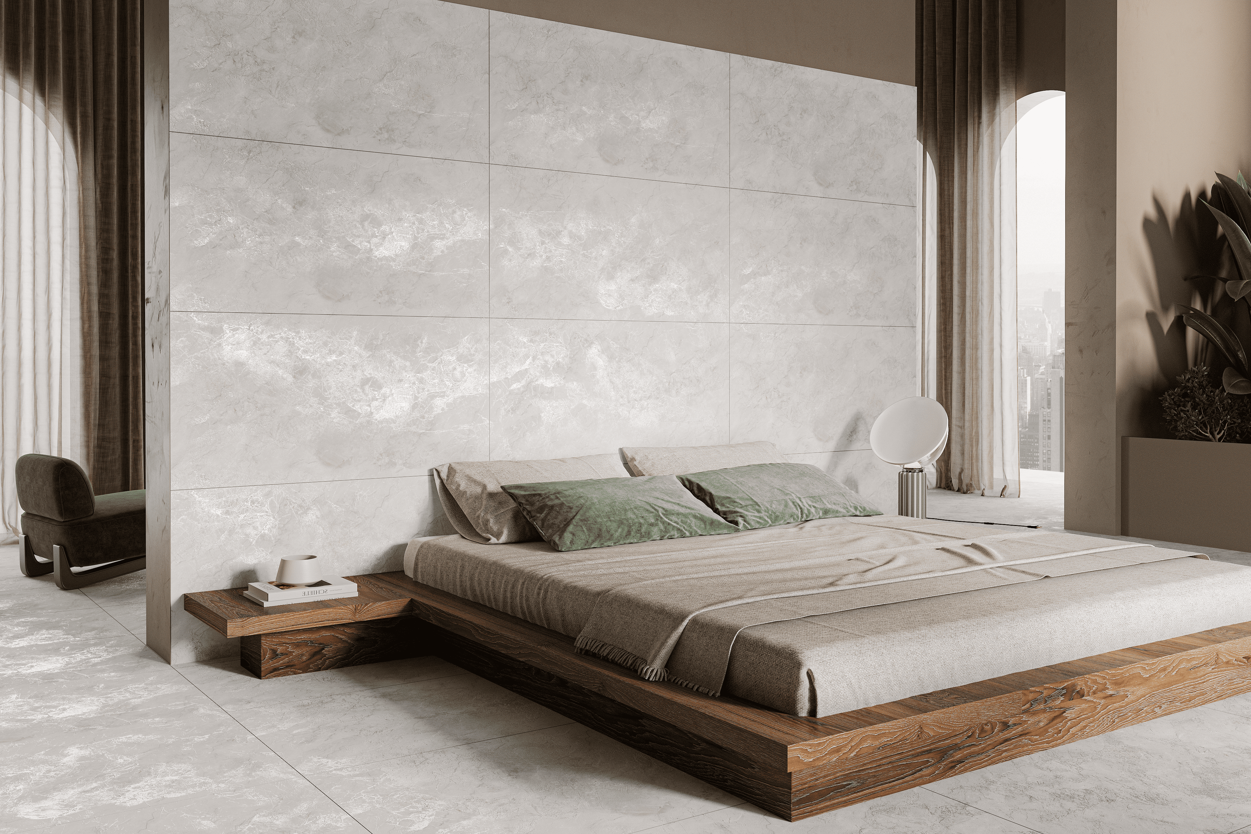 Изображение товара Керамогранит Kerald Aster Bianco punch + Carving 60x120 см светло-серый с карвинг эффектом