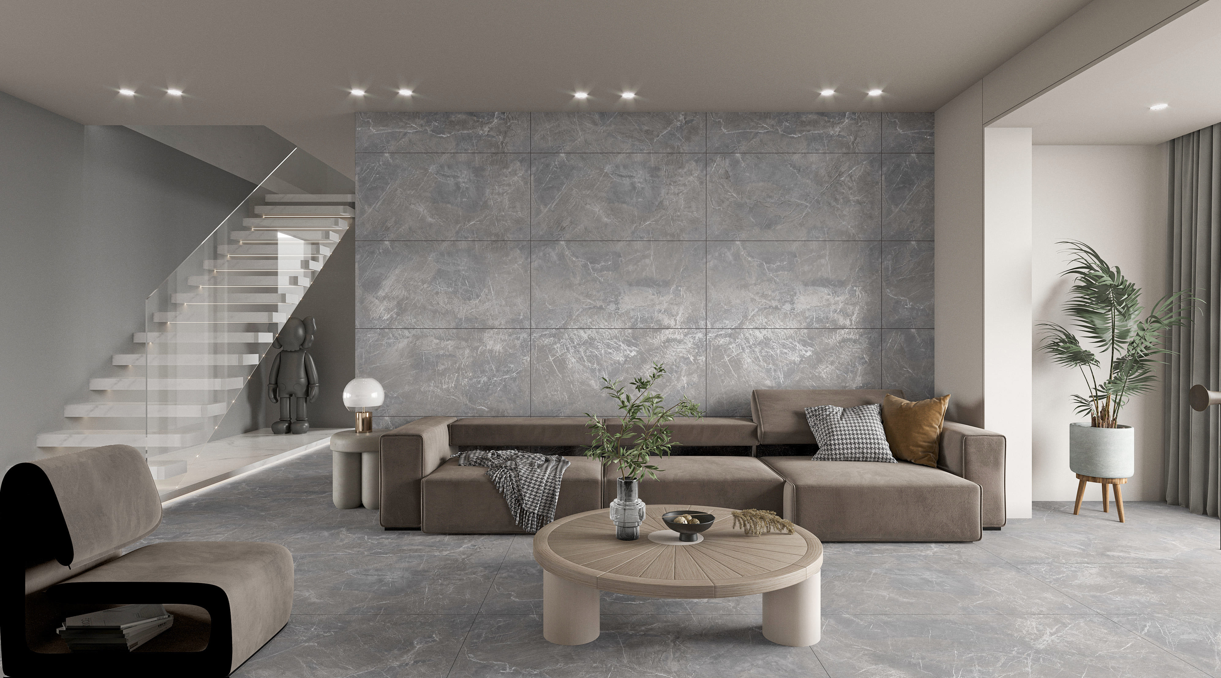 Изображение товара Керамогранит Kerald Terra Grafit Carving 60x120 см цвет серый