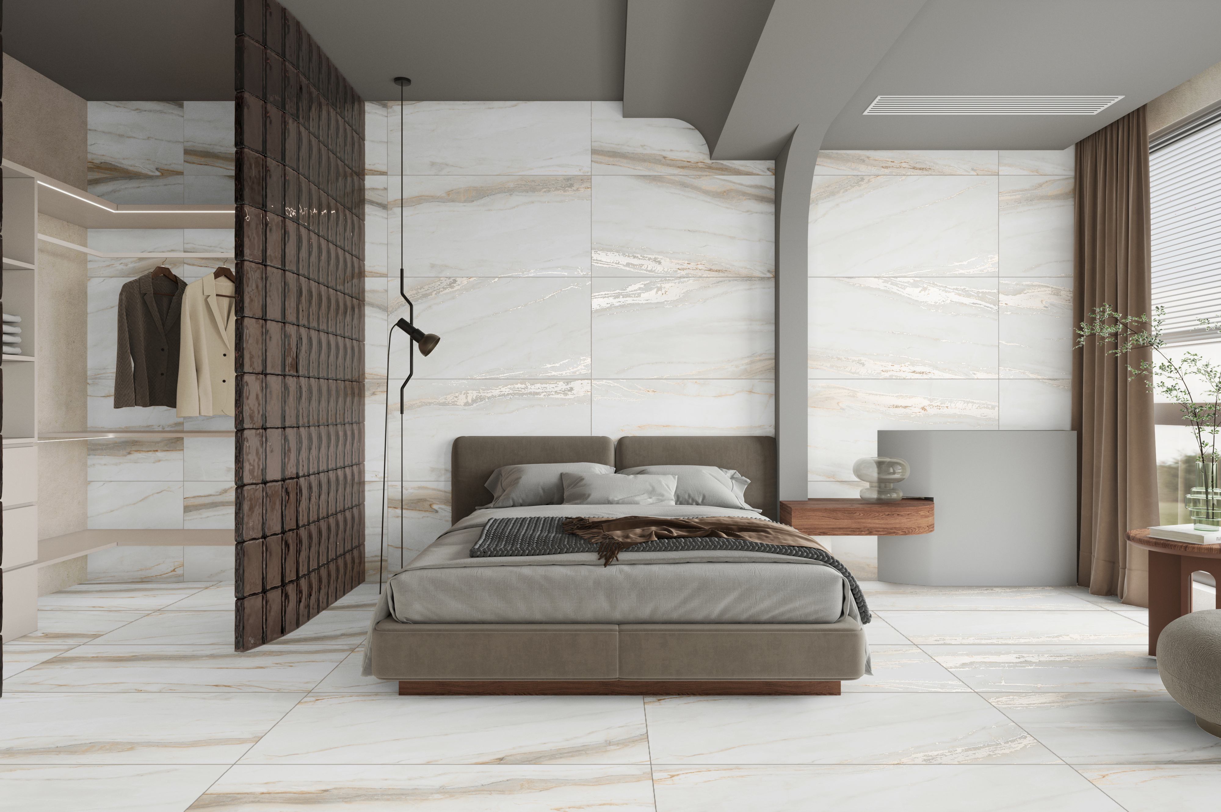 Изображение товара Керамогранит Kerald Magnetic Gold Carving 60-120 60x120см цвет бежевый с карвинг-эффектом