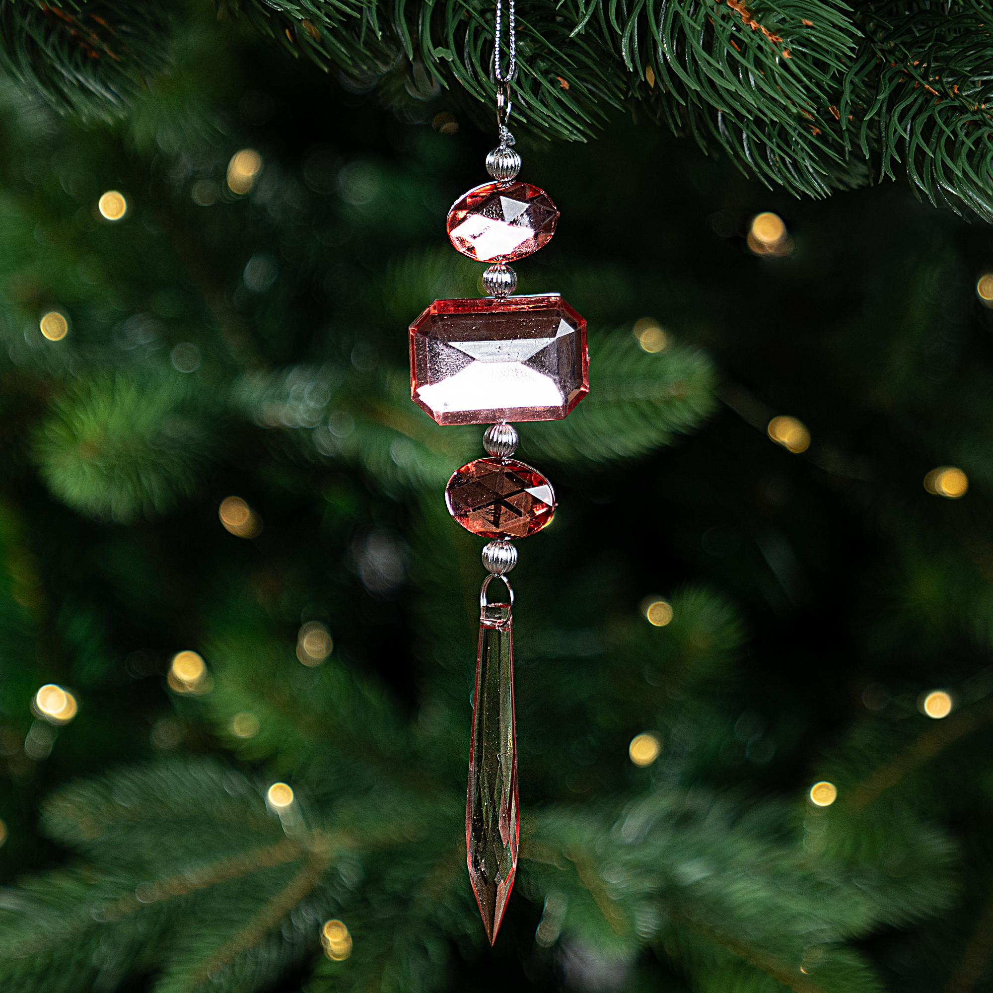 Изображение товара Декоративное украшение KREAFORTA сосулька розовая 25 см для новогоднего декора