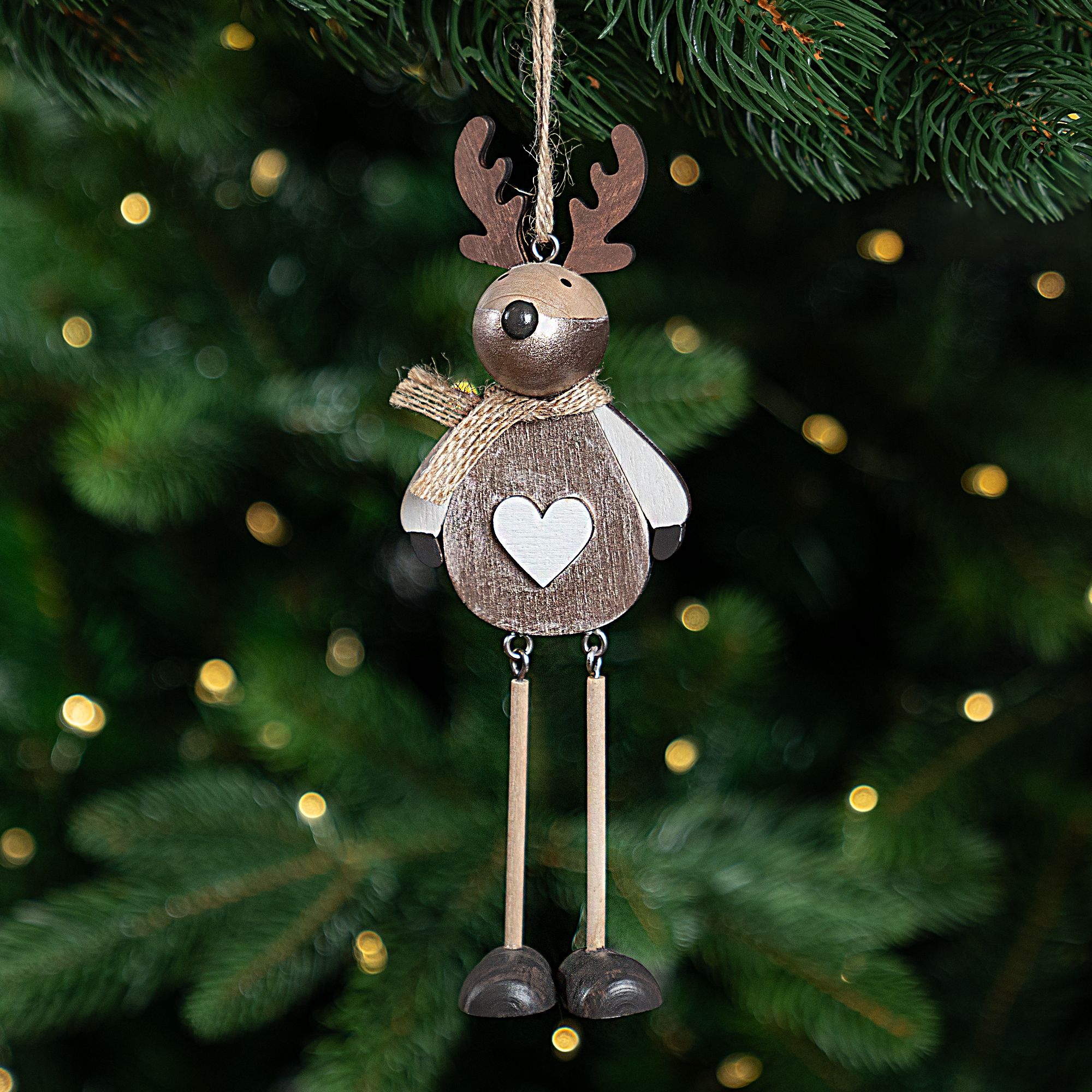 Изображение товара Декоративная подвесная елочная игрушка Олень 19 см шампань KREAFORTA