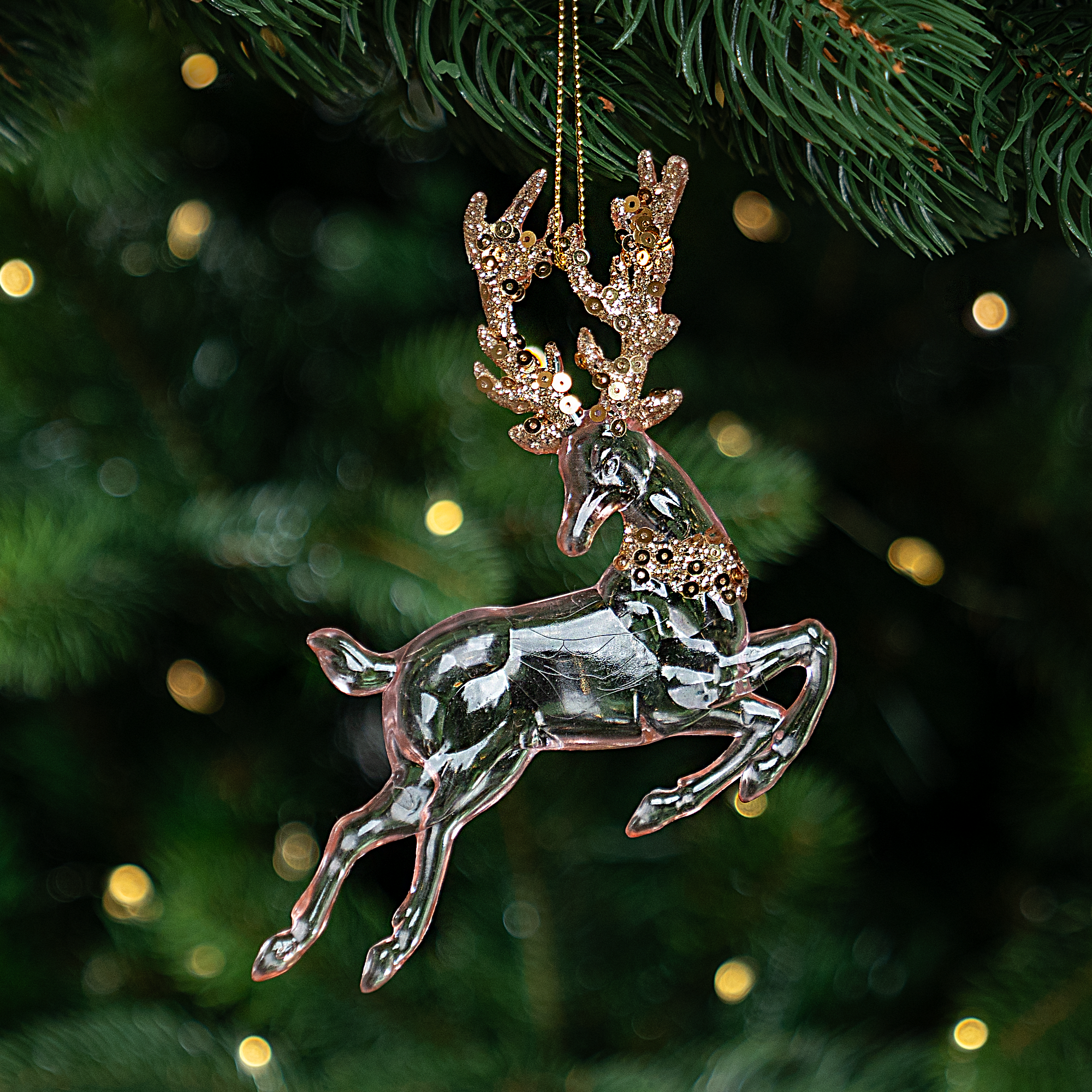 Изображение товара Декоративное украшение KREAFORTA Олень 13 см розовый - елочная игрушка для праздника