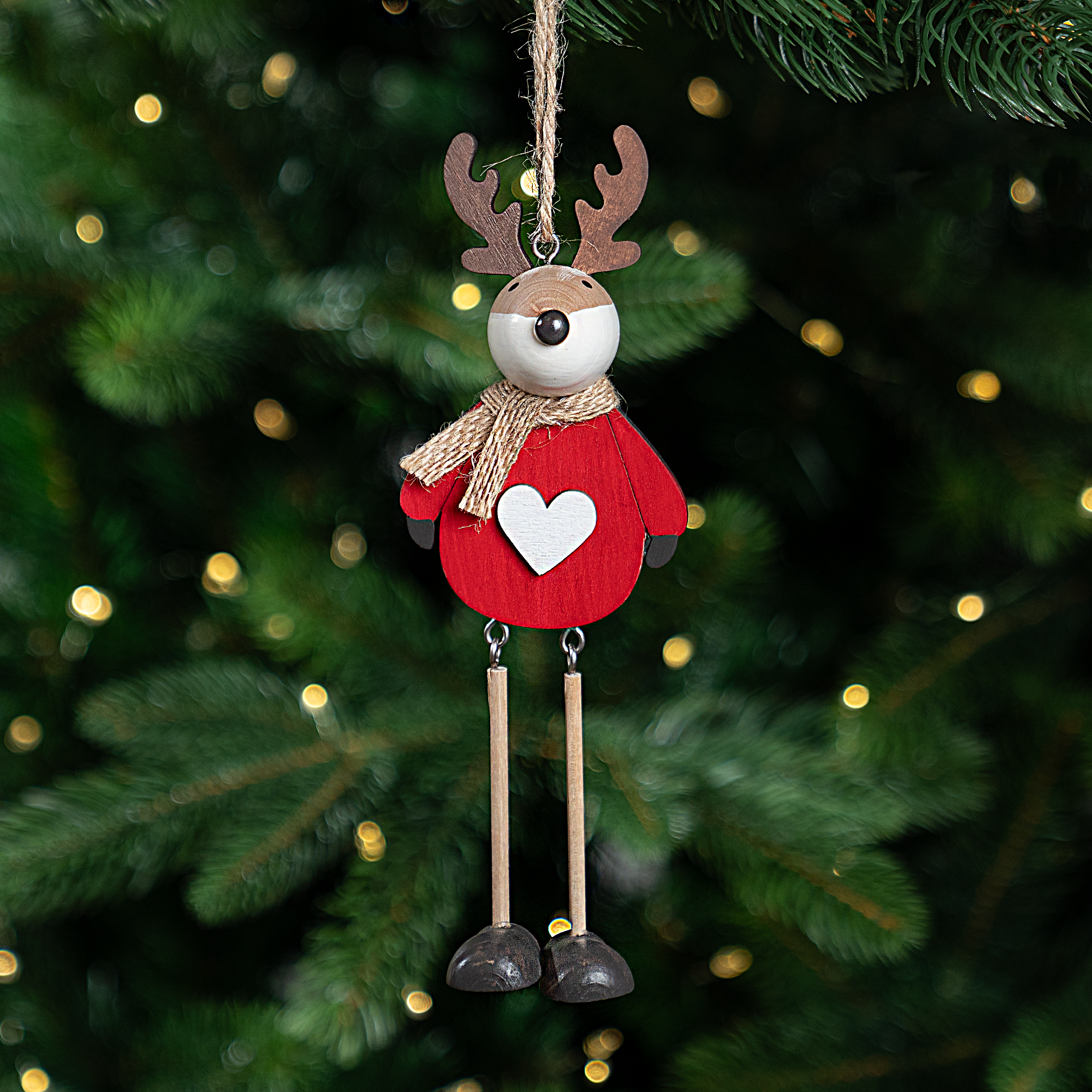 Изображение товара Украшение декоративное подвесное KREAFORTA Олень 19 см красный