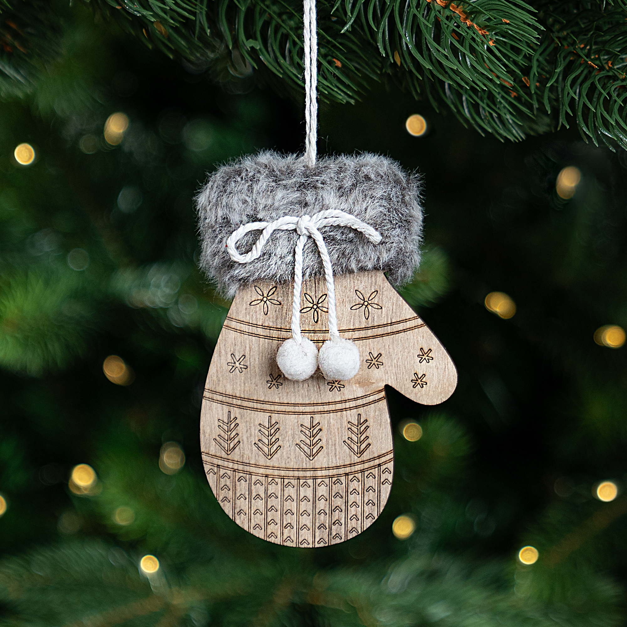 Изображение товара Украшение декоративное подвесное KREAFORTA Варежка 12 см серый