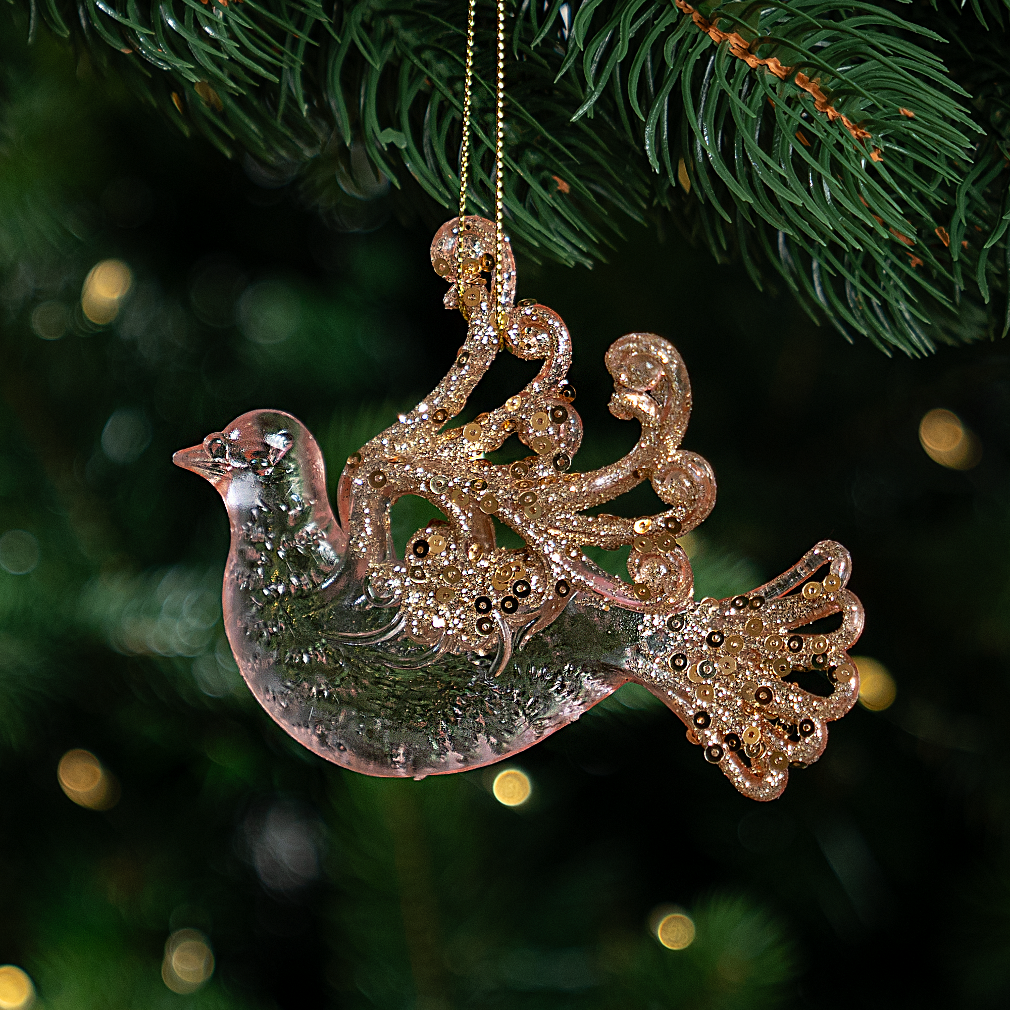 Изображение товара Декоративная елочная игрушка птица 11 см KREAFORTA розовая для праздничного декора