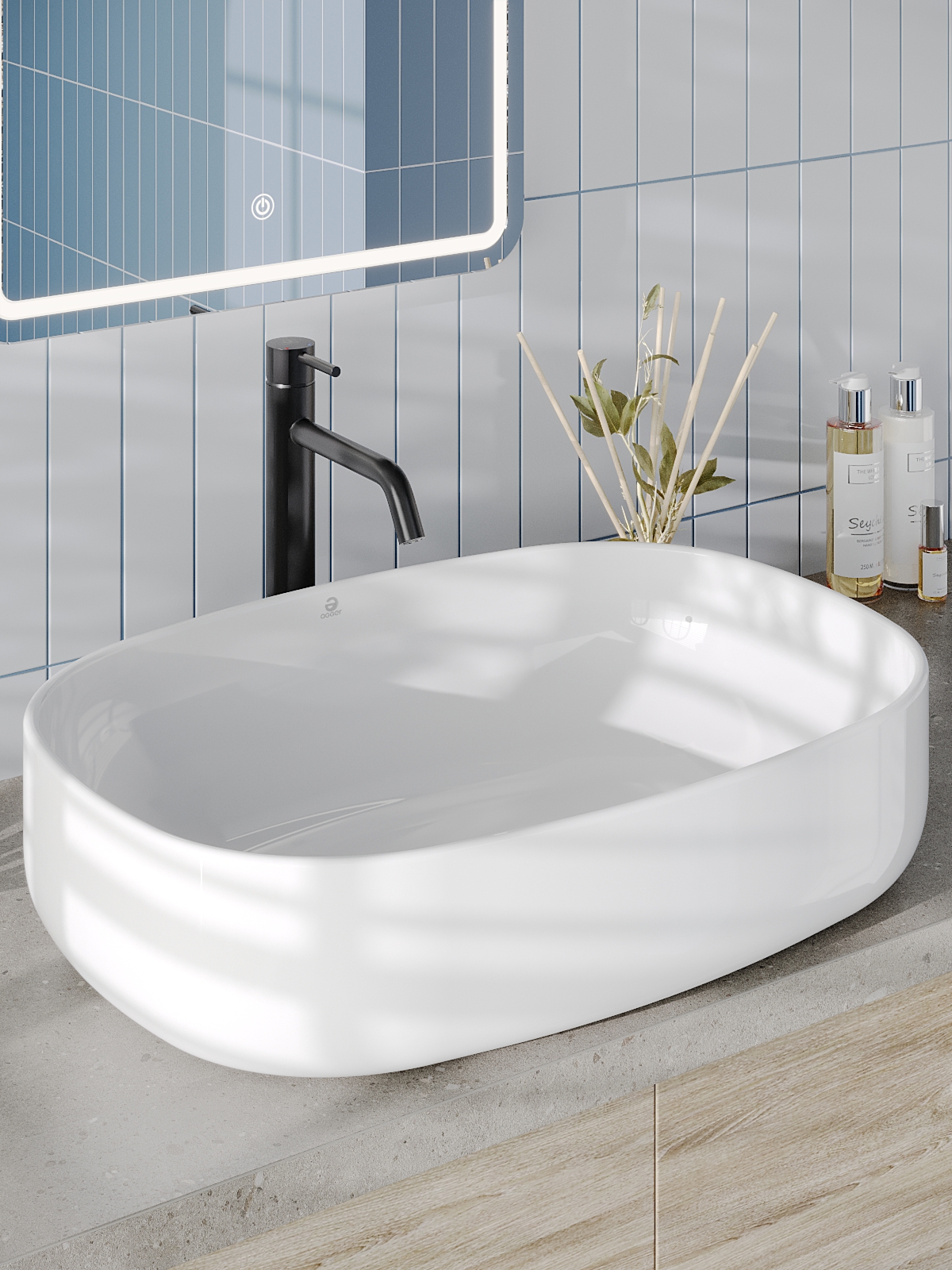 Изображение товара Накладная раковина Agger ASO21600 60см белый глянец для ванной комнаты