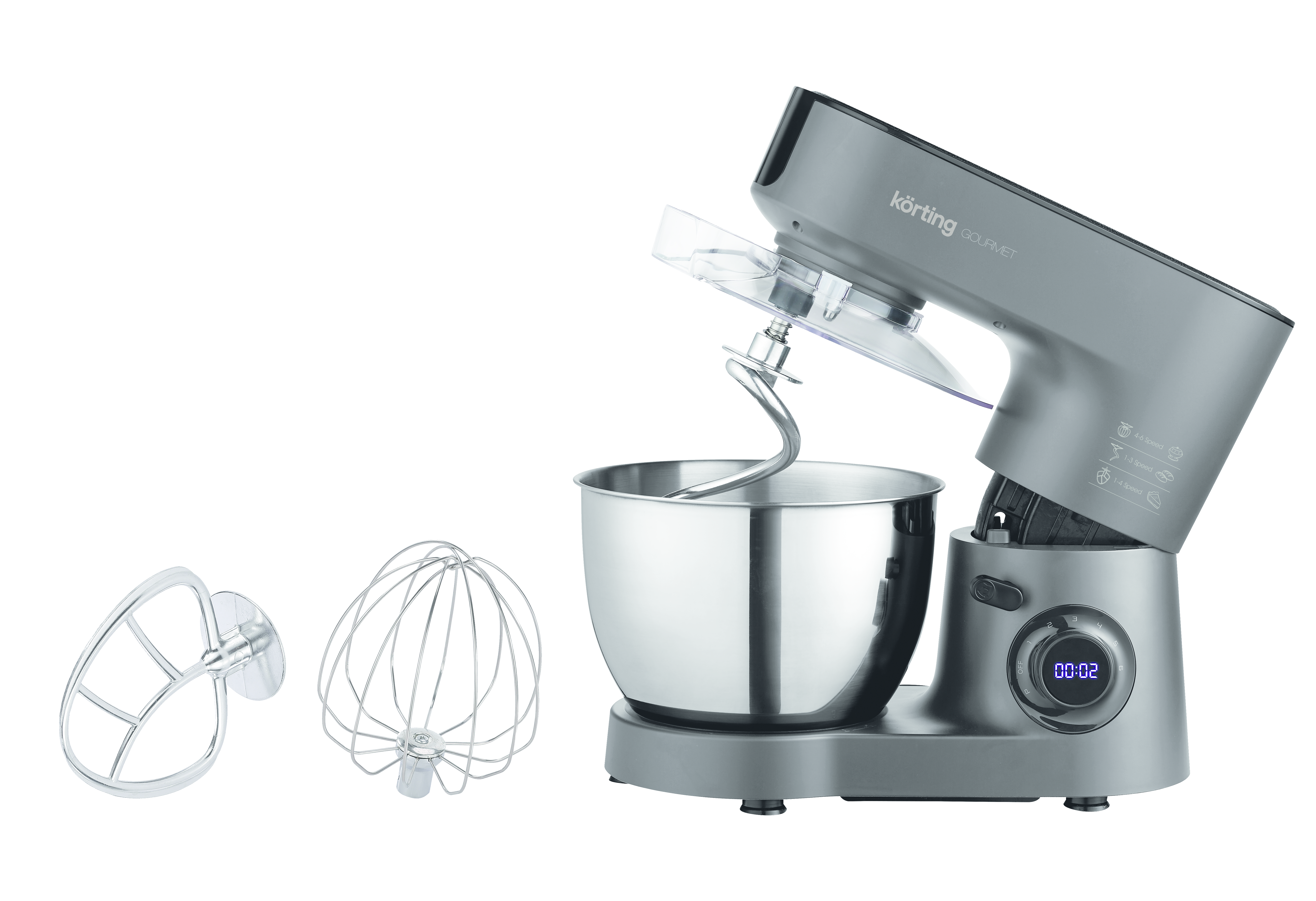 Изображение товара Планетарный миксер Korting KKM 0104 Gourmet 1500 Вт 6 скоростей нержавеющая сталь