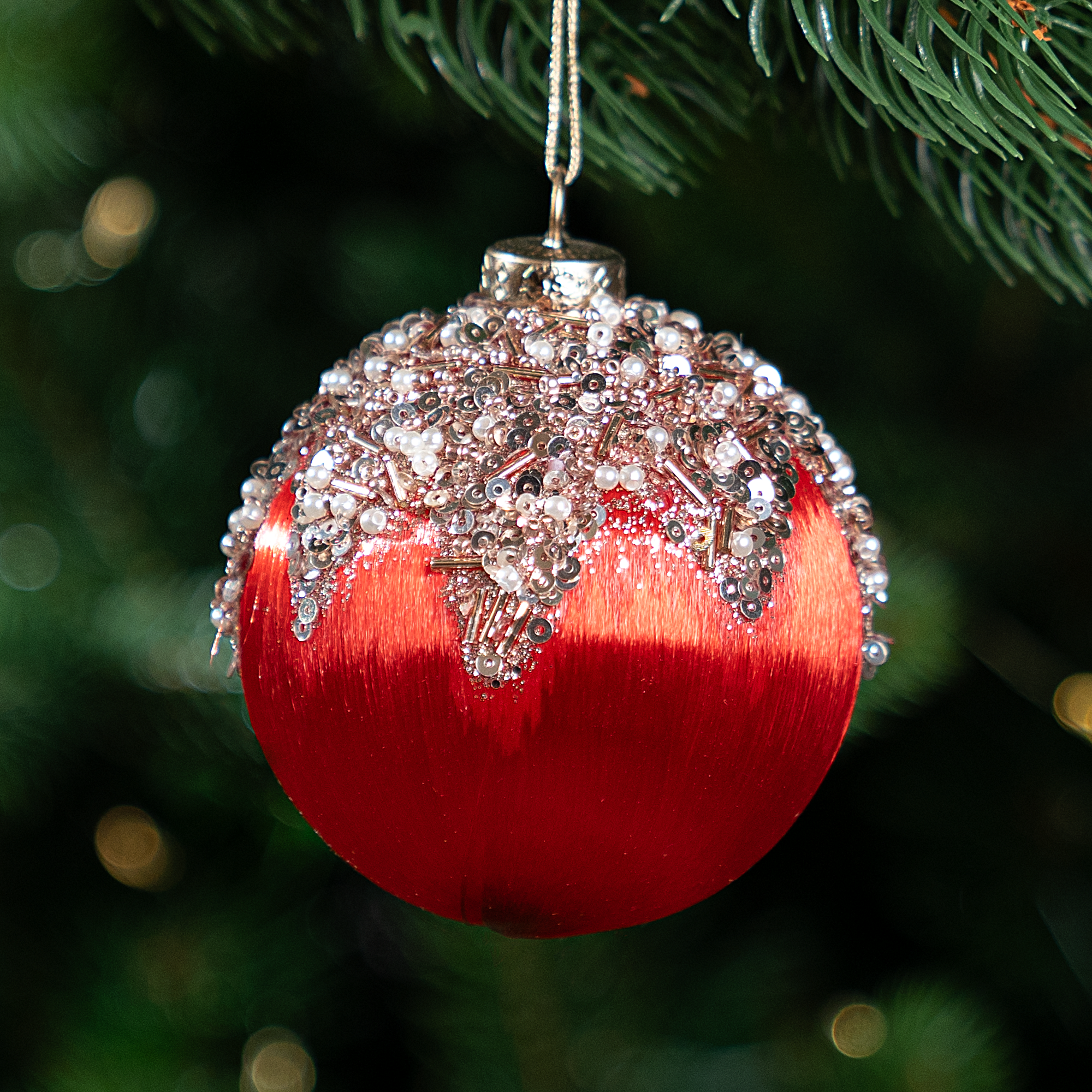 Изображение товара Шар елочный KREAFORTA шелковый ø8 см красный праздничное украшение елки