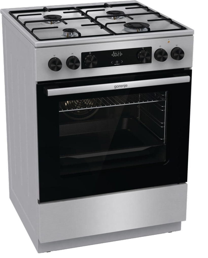 Изображение товара Газовая плита с духовкой Gorenje GKS6C70XJ 60x85 см серый с функциями паровой очистки и электроподж