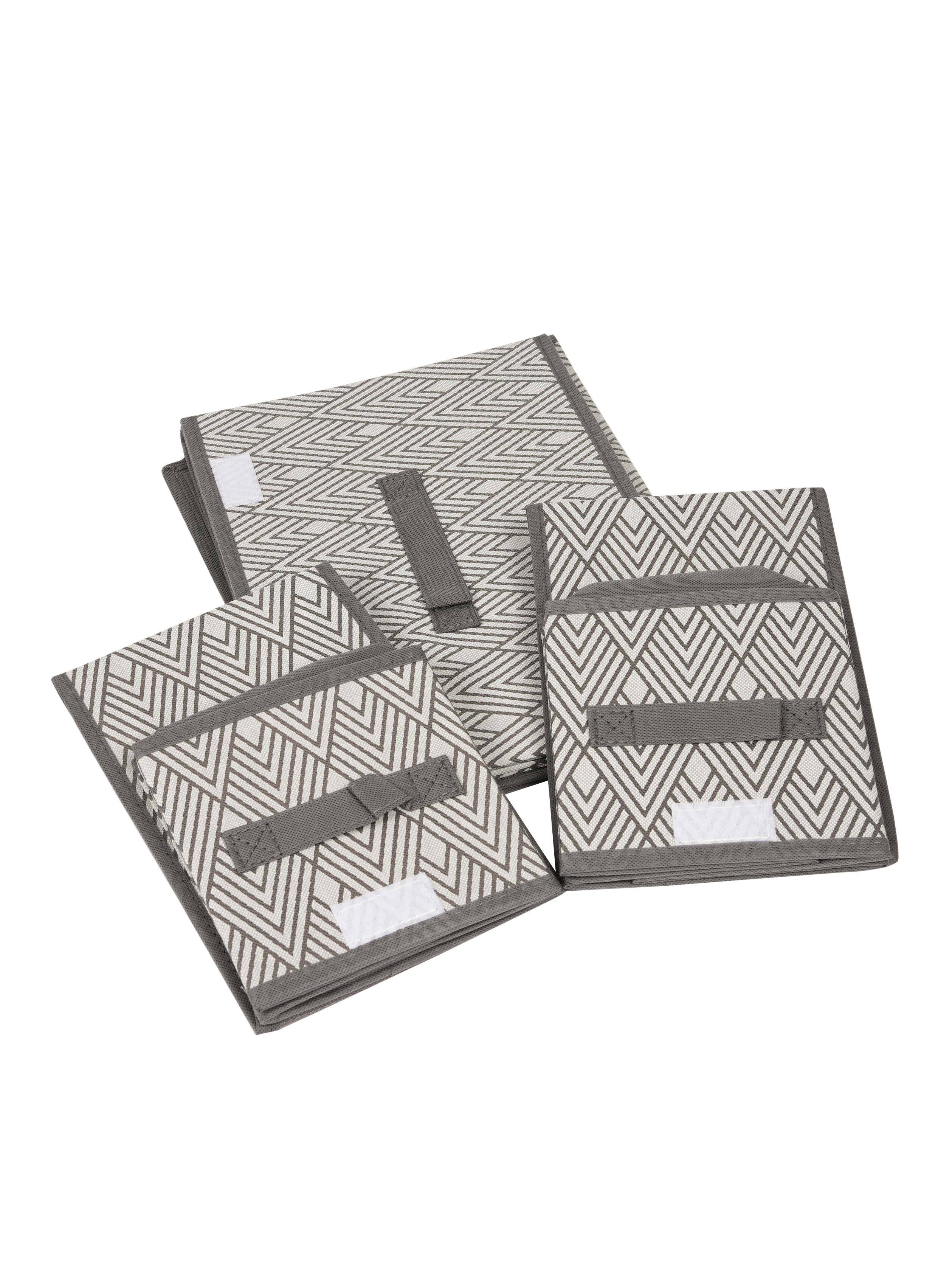 Изображение товара Органайзер для хранения Еврогарант Geometry складной 38x24.5x26 см нетканый цвет серый 3 шт.