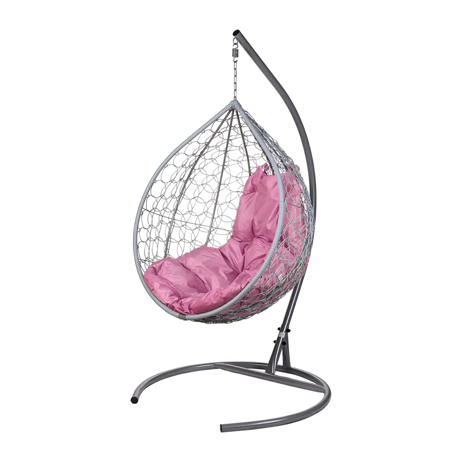 Изображение товара Кресло подвесное BIGARDEN Tropica 95x75x110 см серое с розовой подушкой
