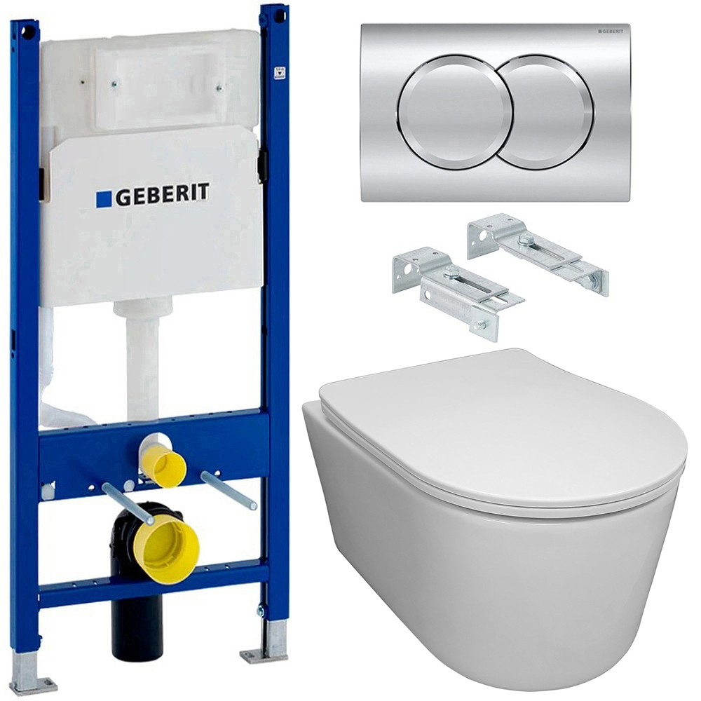 Изображение товара Комплект инсталляция и унитаз BLOOMIX безободковый с сиденьем и клапаном Delta01