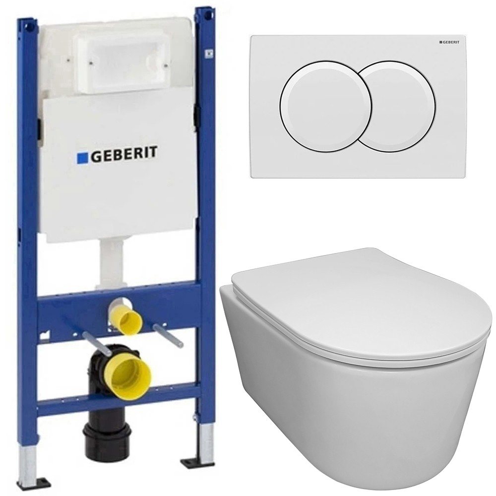 Изображение товара Комплект инсталляция и унитаз BLOOMIX безободковый с сиденьем и кнопкой смыва Delta01