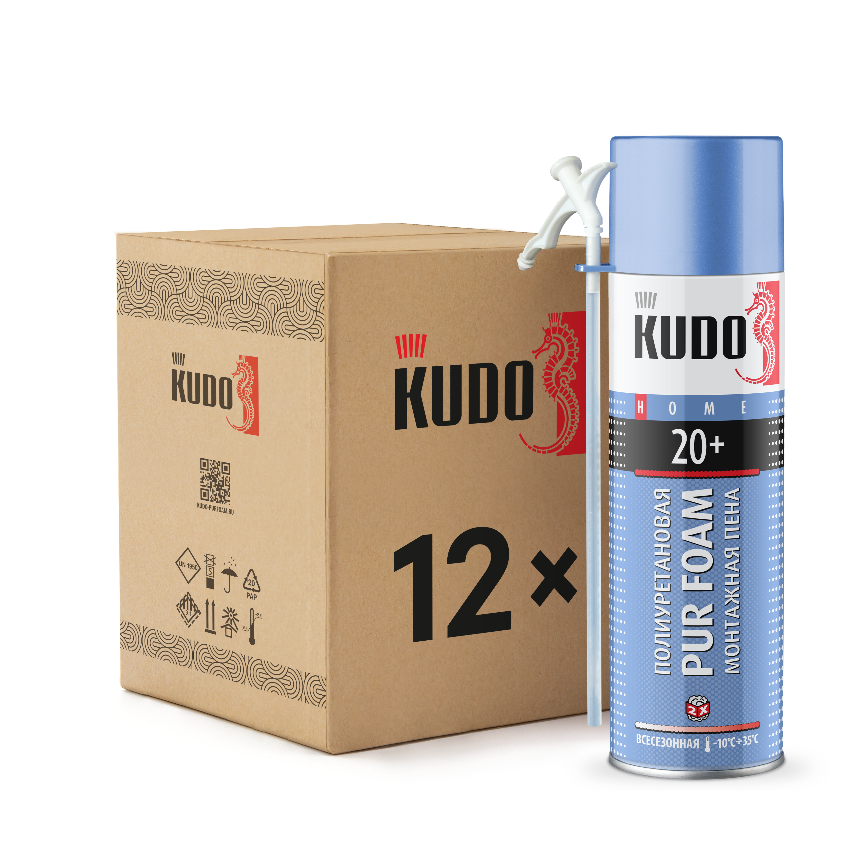 Изображение товара Пена монтажная профессиональная Kudo Kuph06u20+ 20 шумоизоляционная всесезонная 650 мл 12 шт