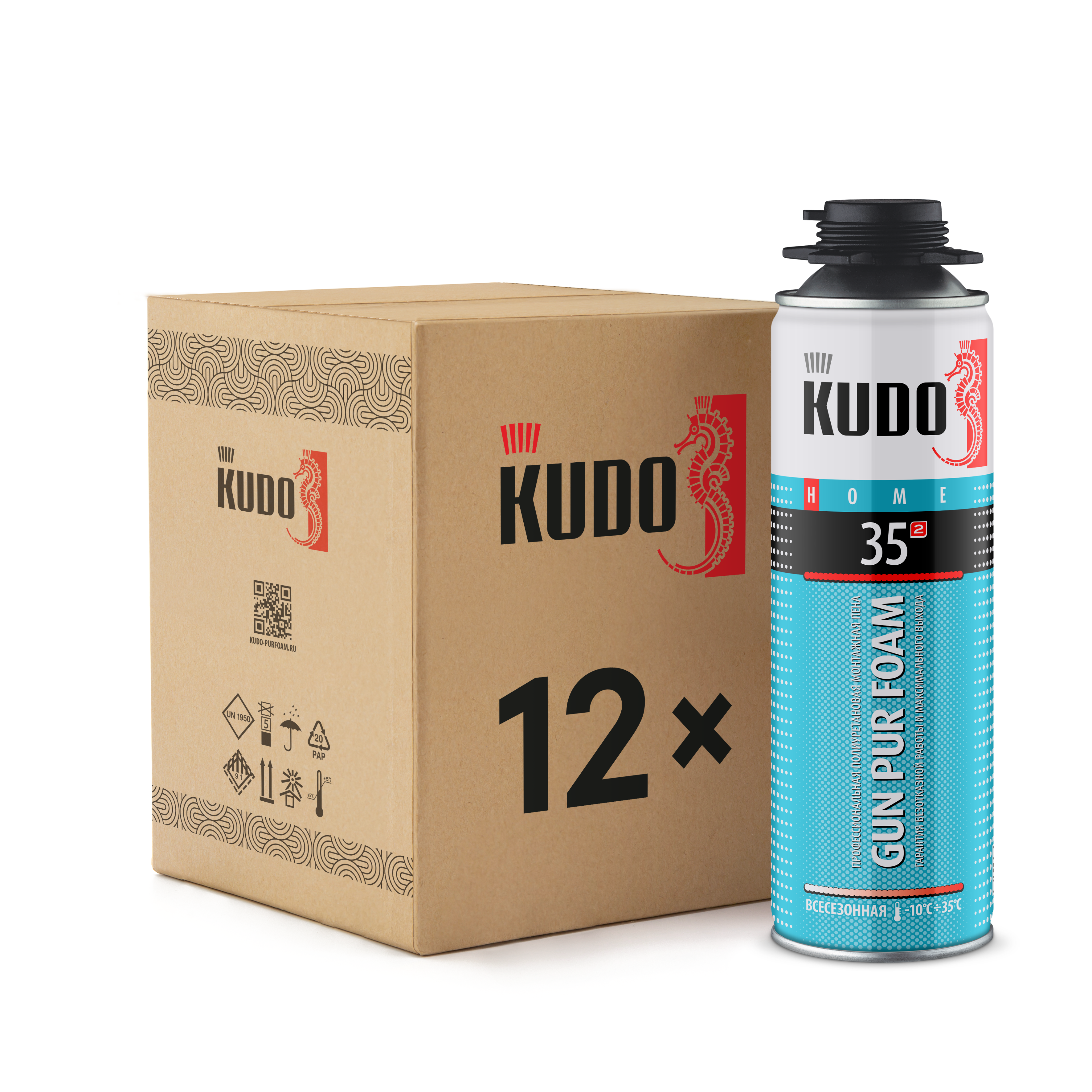 Изображение товара Пена монтажная профессиональная Kudo Kuphp06u35 35 шумоизоляционная всесезонная 650 мл 12 шт