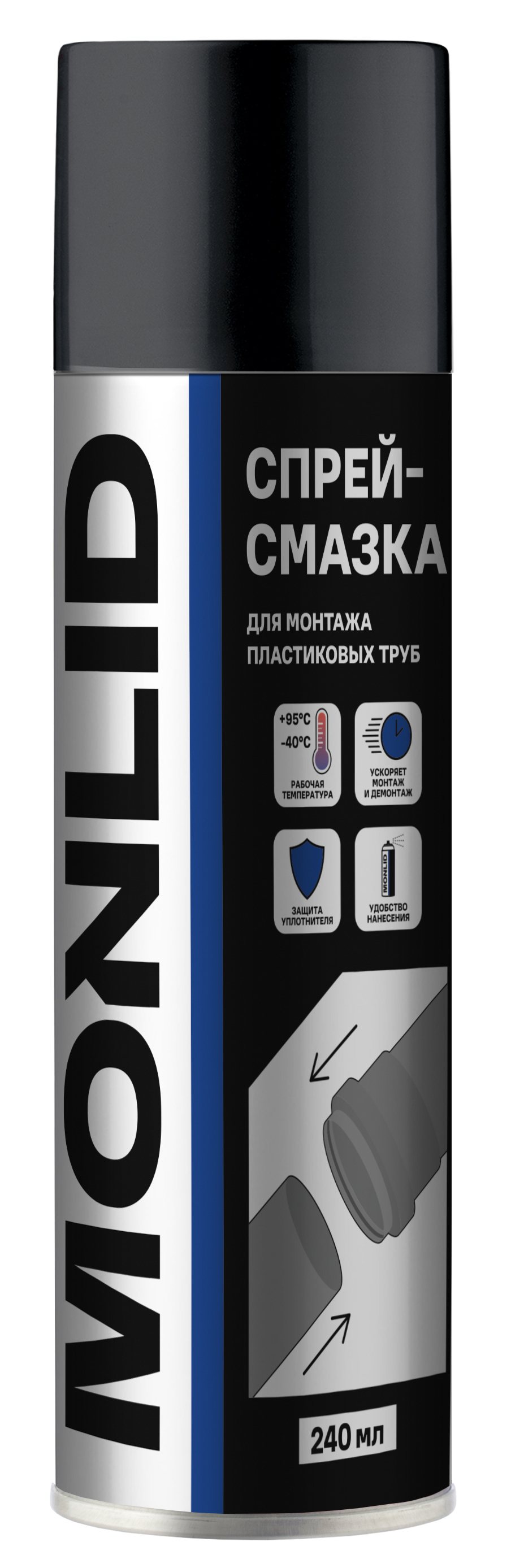 Изображение товара Спрей-смазка для монтажа пластиковых труб MONLID 240 мл