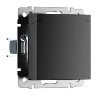 Изображение товара WERKEL Розетка встраиваемая с заземлением черная 16 А IP31