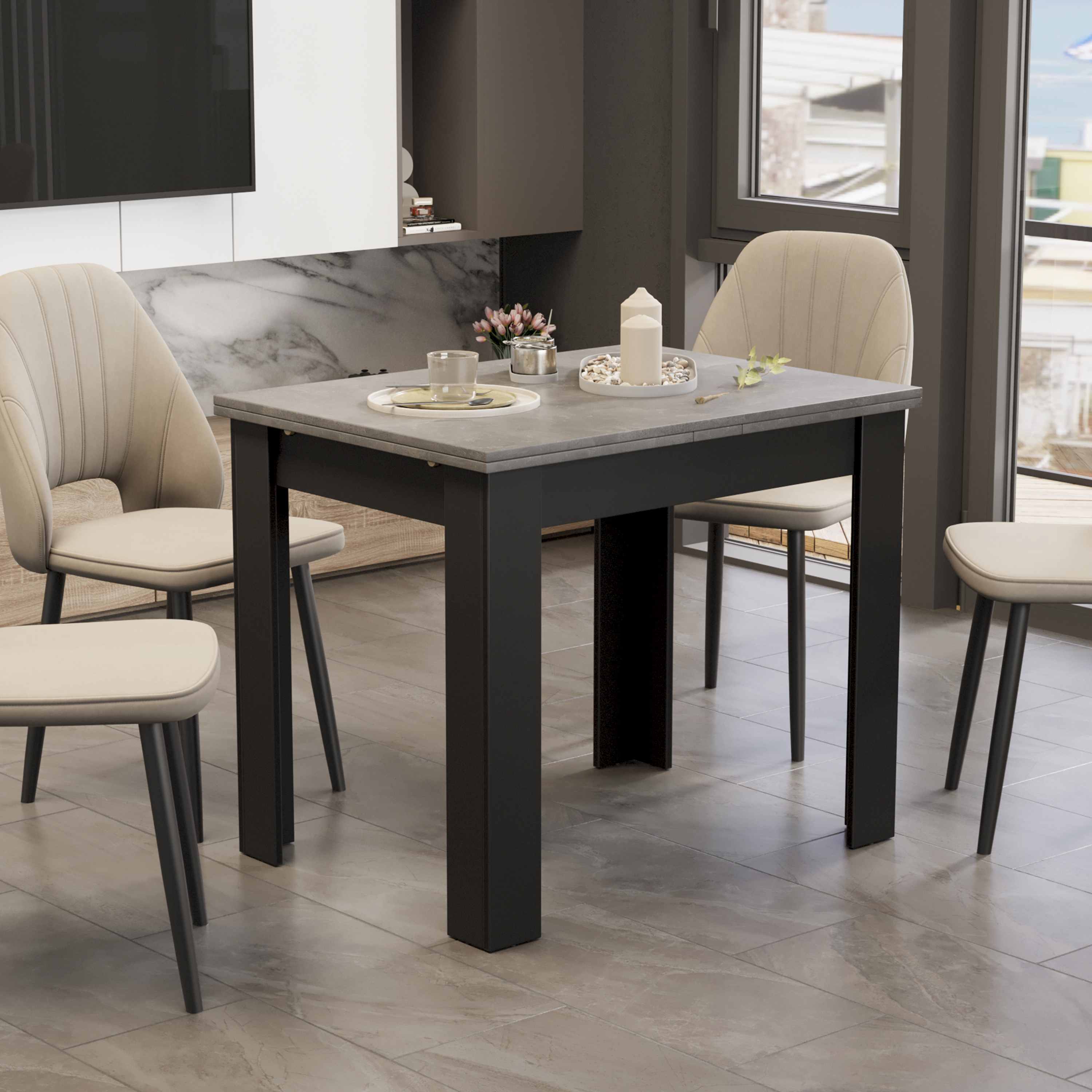 Изображение товара Кухонный стол Трия 273773 прямоугольный раздвижной современный из ЛДСП 90x67 см