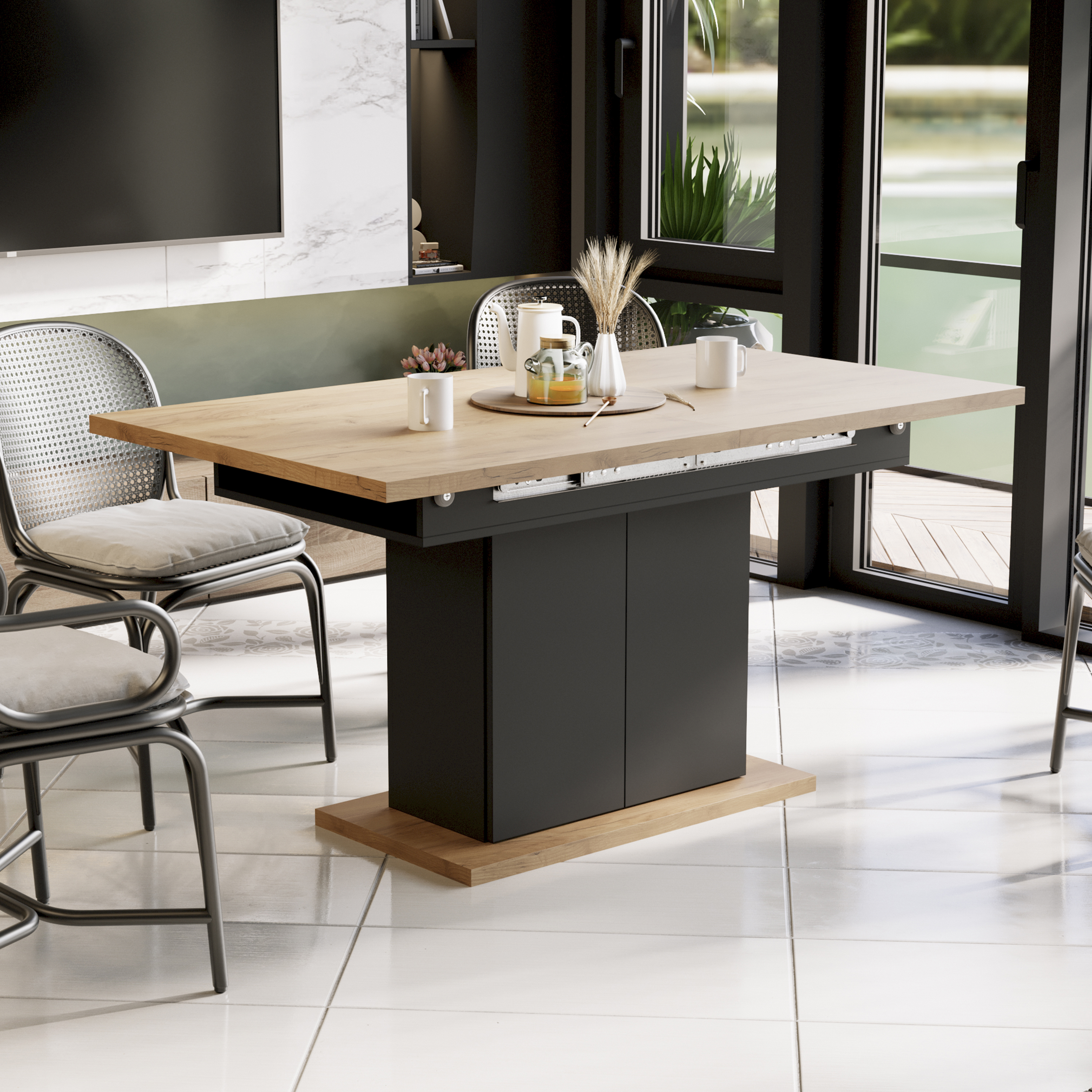 Изображение товара Кухонный стол Трия 150x150 см прямоугольный раздвижной современный стиль