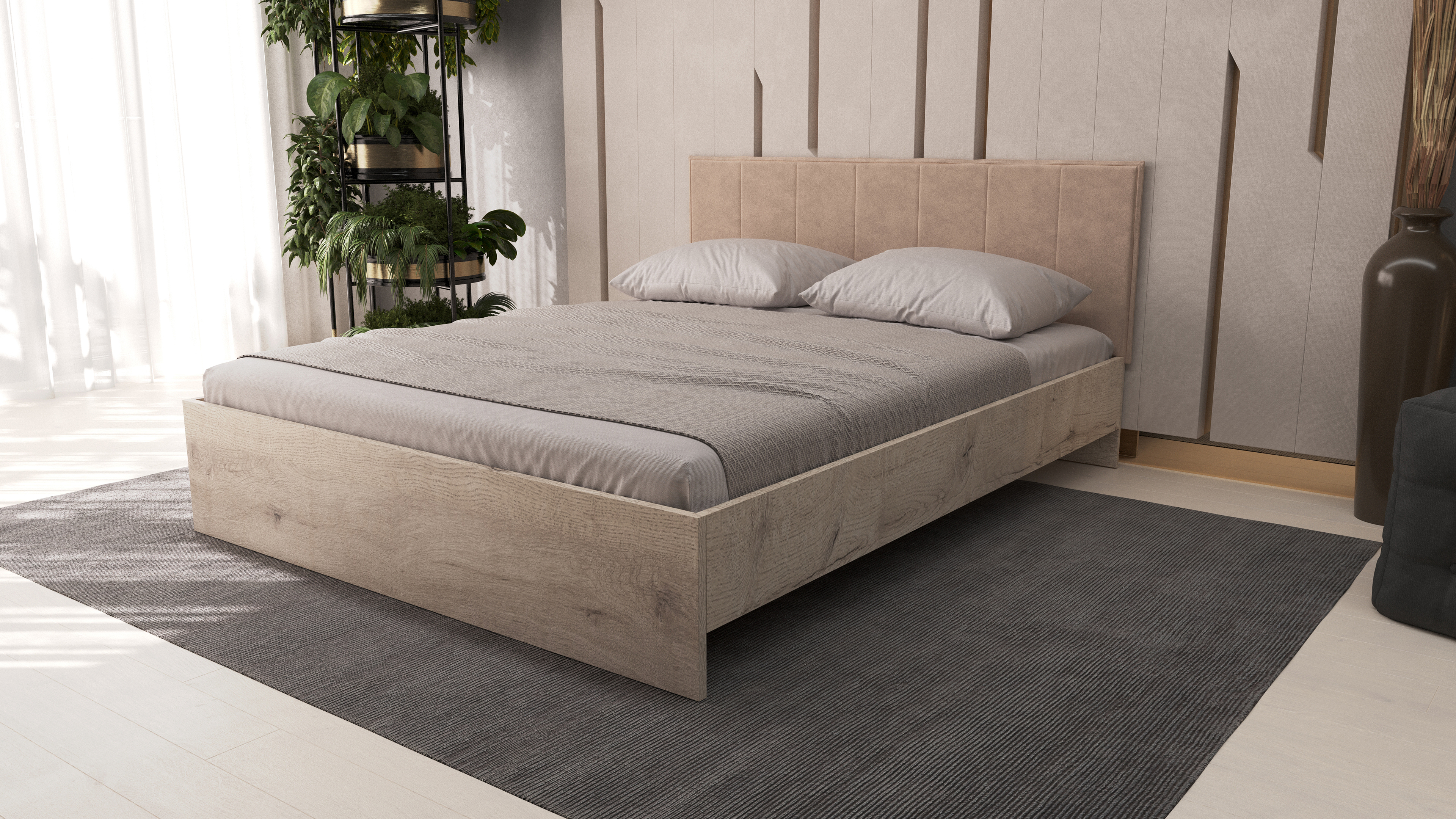 Изображение товара Кровать Ваш день Ева 200x160 см коричневая бежевый с лакированным дизайном