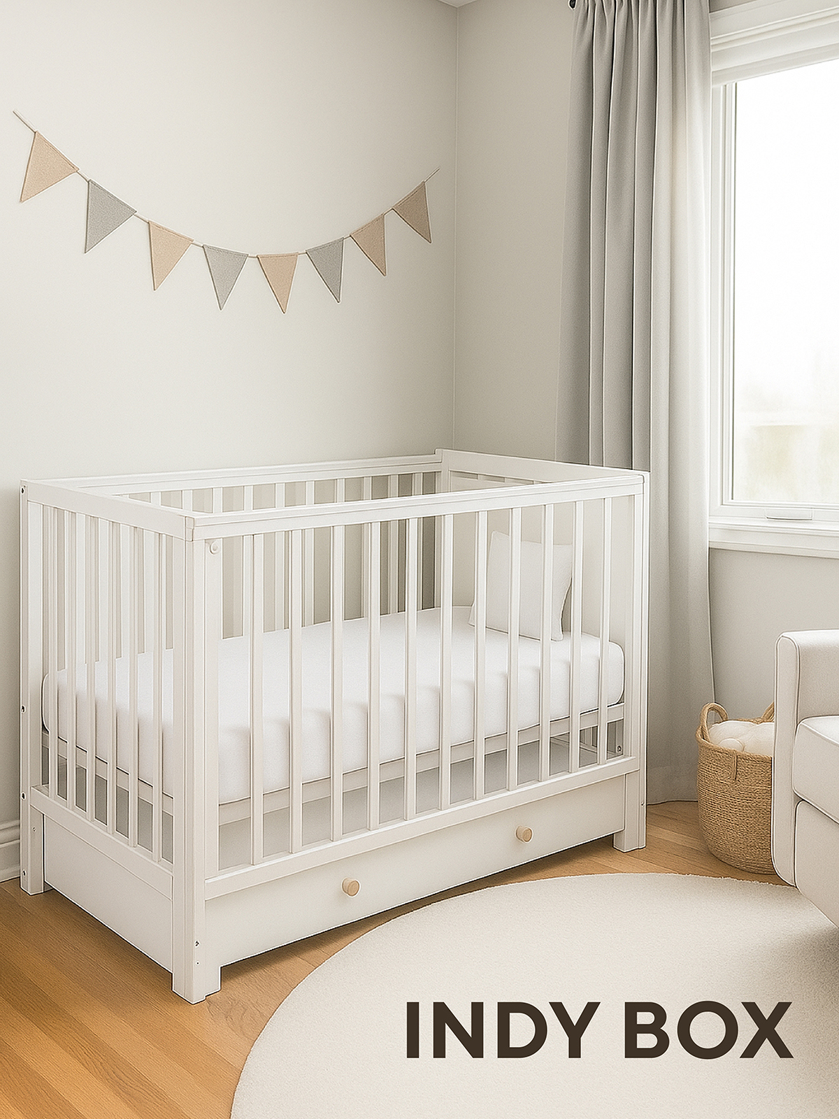 Изображение товара RANT Indy Box — кроватка для новорожденных 120x60 см, белая