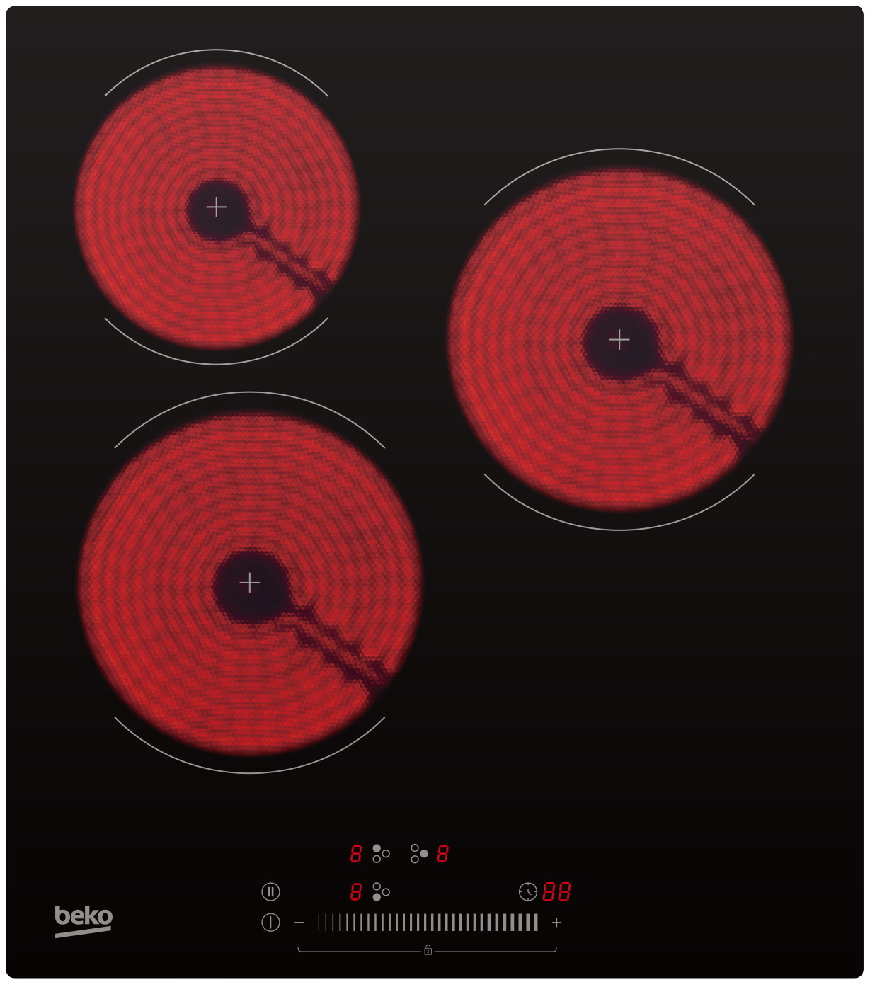 Изображение товара Электрическая варочная панель Beko HIC 43300 TO 3 конфорки стеклокерамика