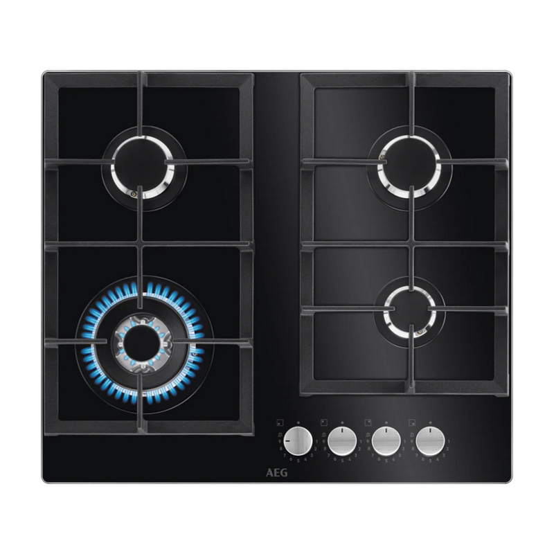 Изображение товара Газовая варочная панель AEG HKB64420NB 59 см 4 конфорки черный стеклокерамика