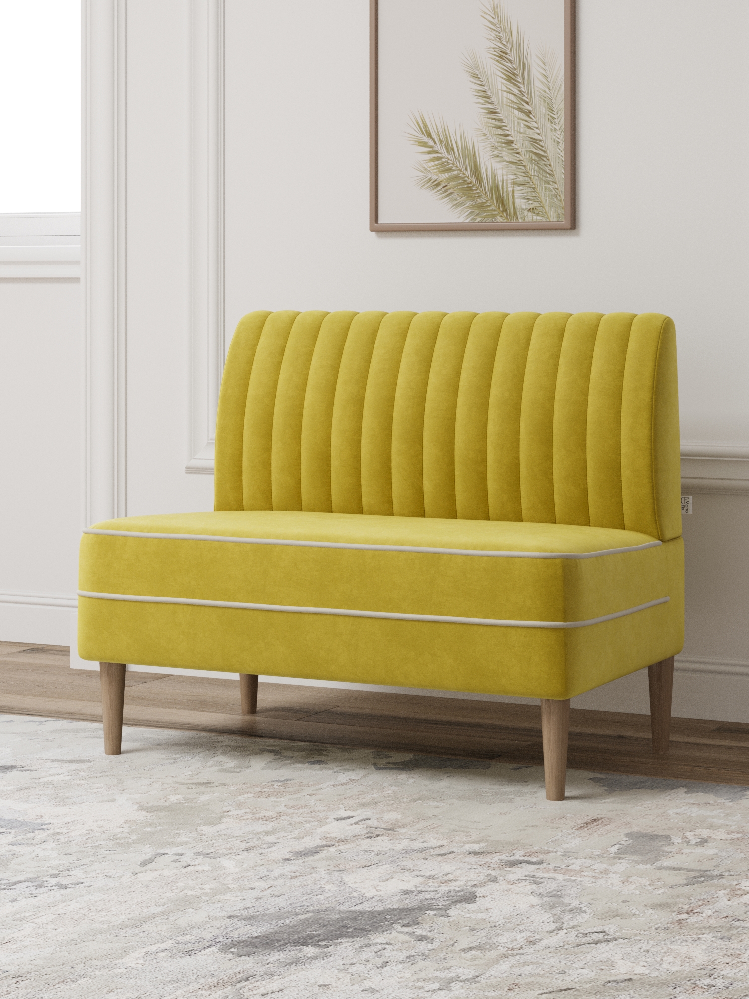 Изображение товара Компактный диван Monofix Амма-28 из велюра горчичного цвета 100x82x61 см