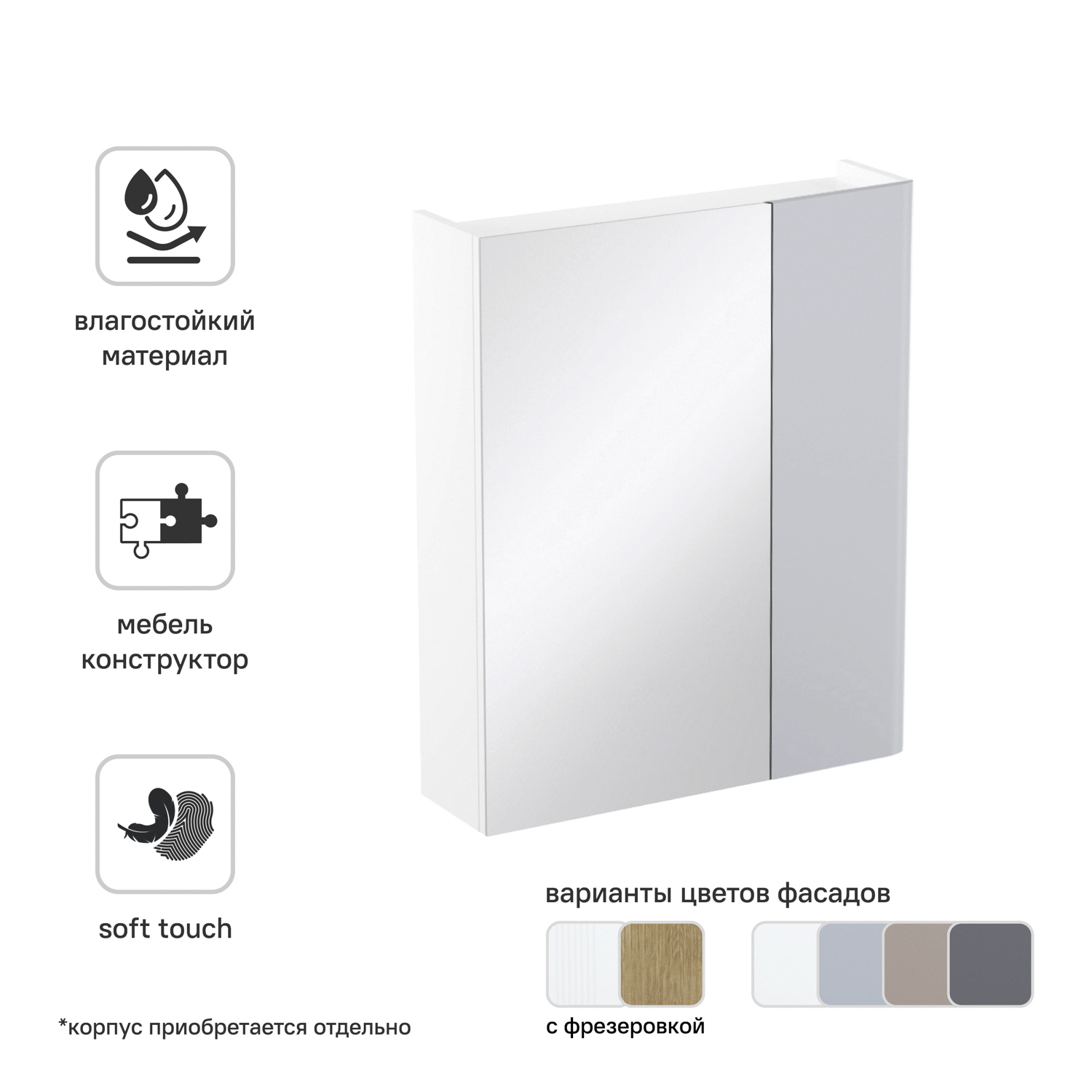 Изображение товара Фасад для мебели в ванной Iddis Lahta LAH20G0i89 серый 19,8х71,9 см МДФ