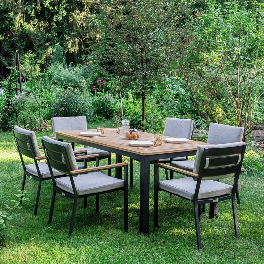 Изображение товара Набор садовой мебели для обеда Royal Family OSCAR алюминий черный 6 кресел и стол