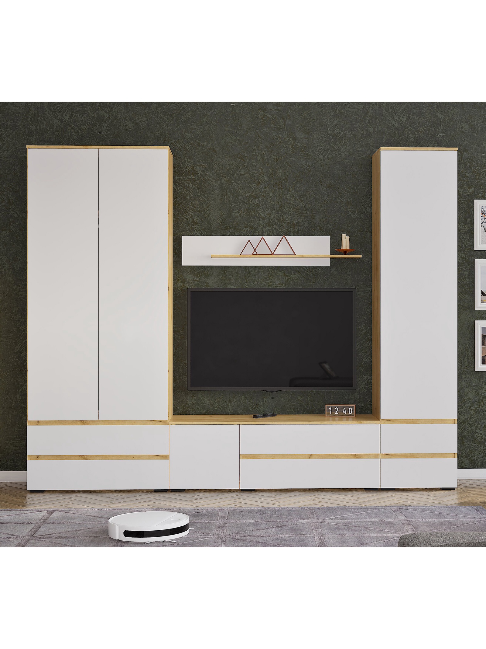 Изображение товара Модульная стенка Сима-ленд Лора 220x275x44 см ЛДСП цвет золотой/белый