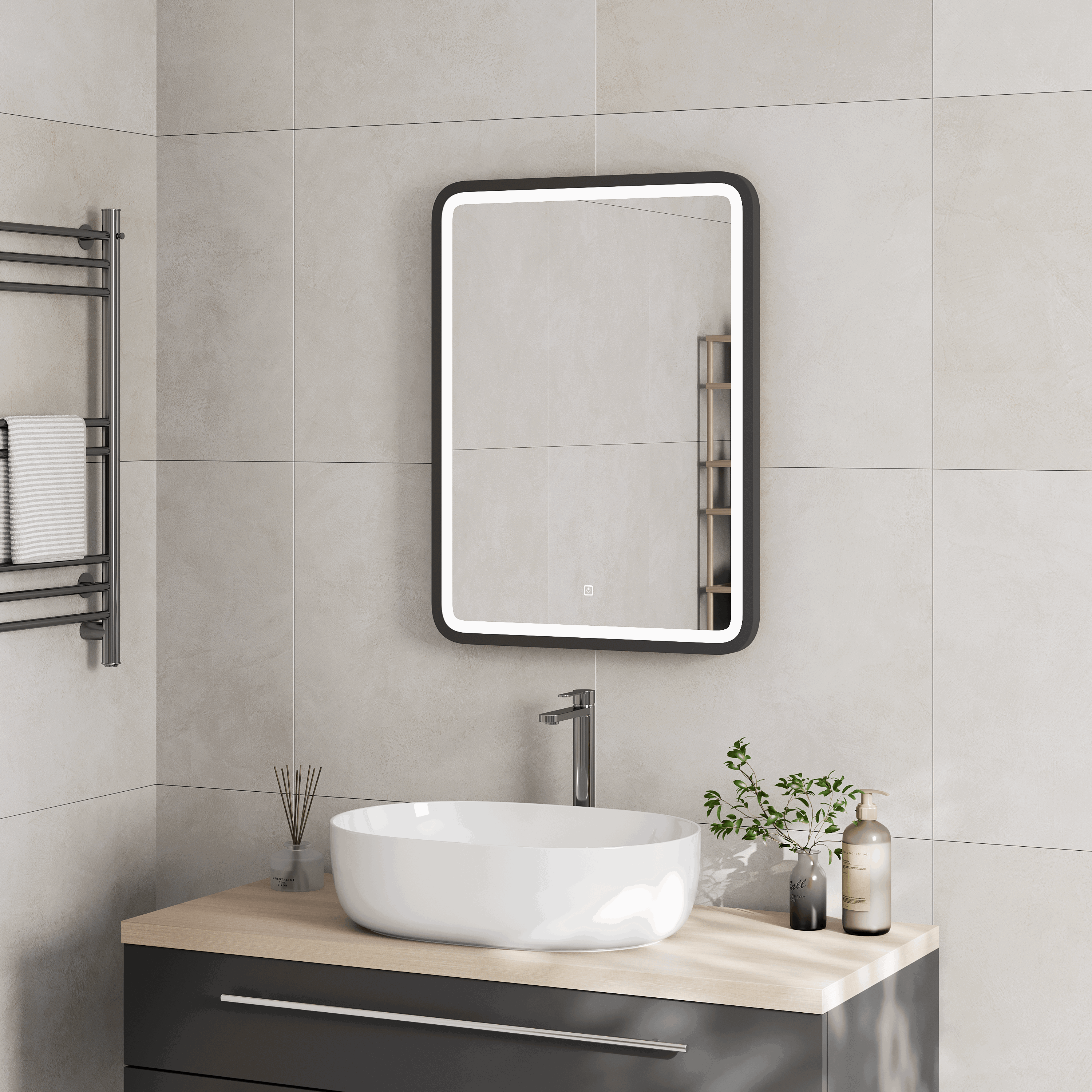 Изображение товара Зеркало с подсветкой Simple Gray LED 60x80 см для ванной