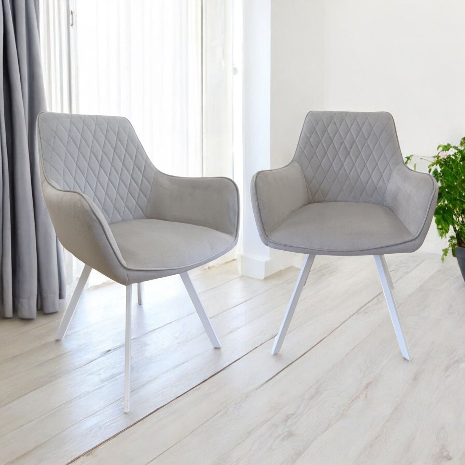 Изображение товара Стул / кресло Weimei Dc79001r 56x86x60 см велюр цвет светло-серый