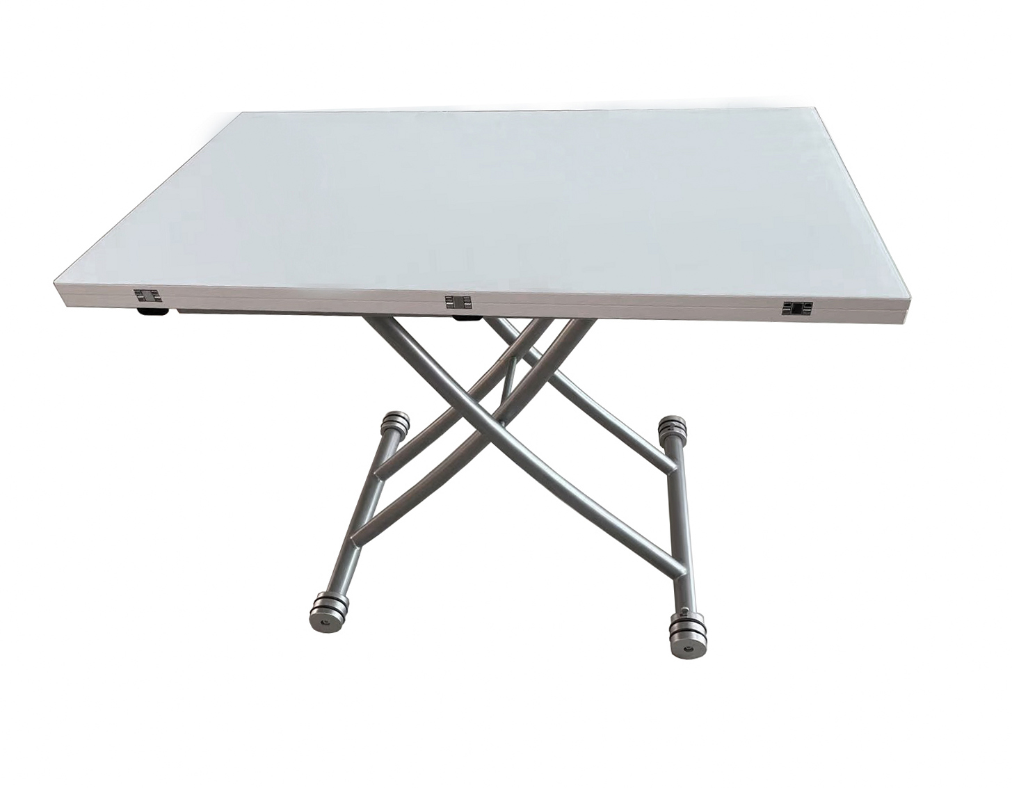 Изображение товара Кухонный стол трансформер Gomlden B2219s-8 белый 100x100 см МДФ стекло