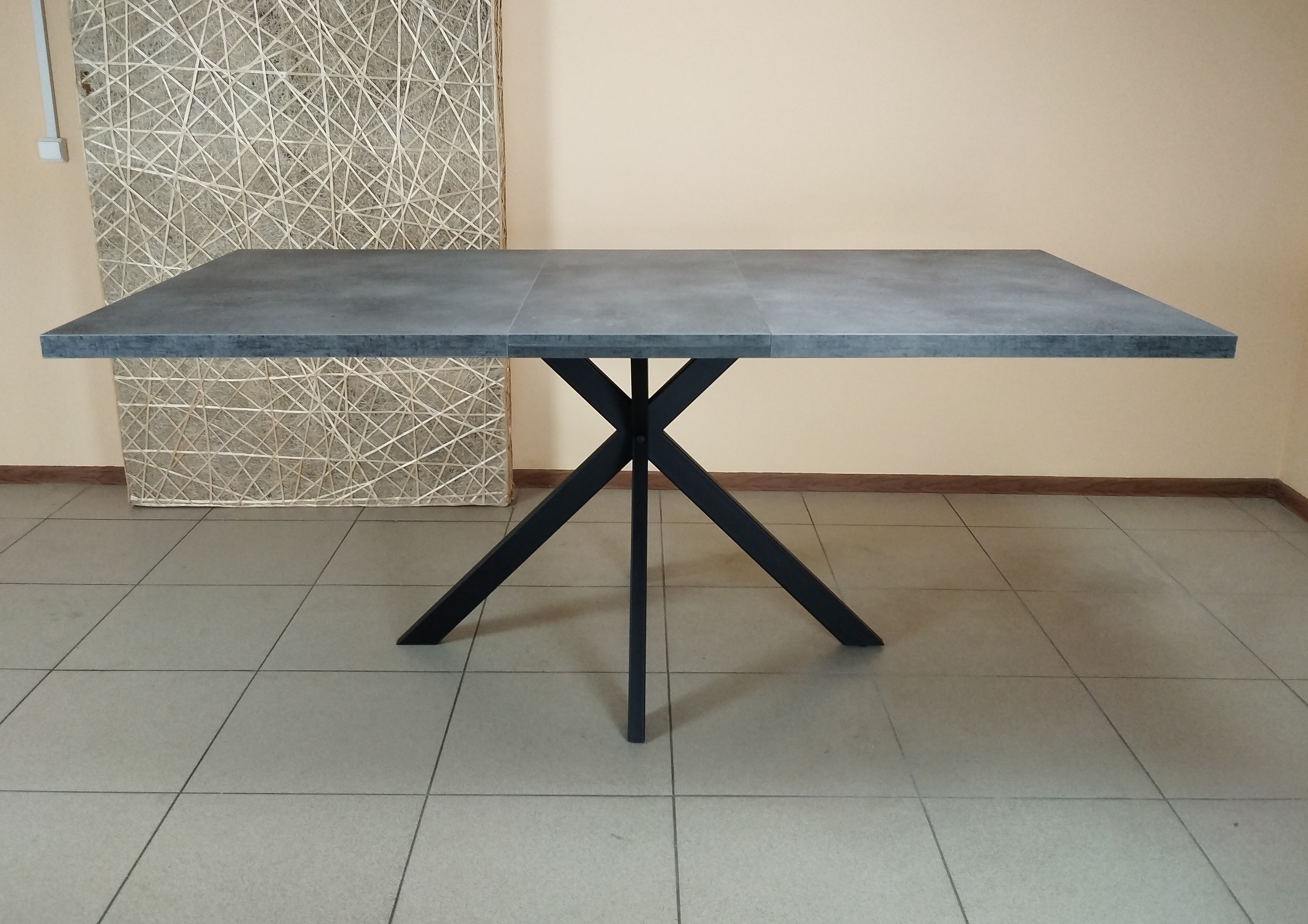 Изображение товара Кухонный складной прямоугольный стол Grace 120-160 см ЛДСП бетон графит