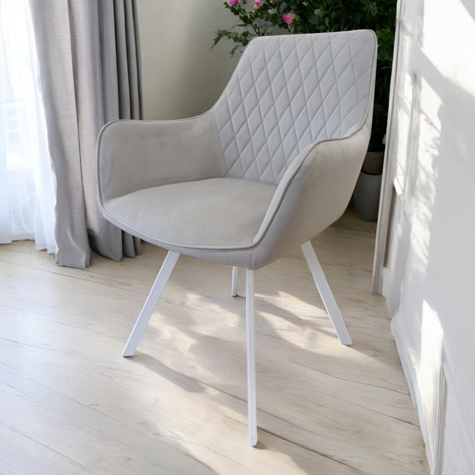 Изображение товара Стул поворотный Weimei Dc79001r 86x60x56 см велюр цвет светло-серый