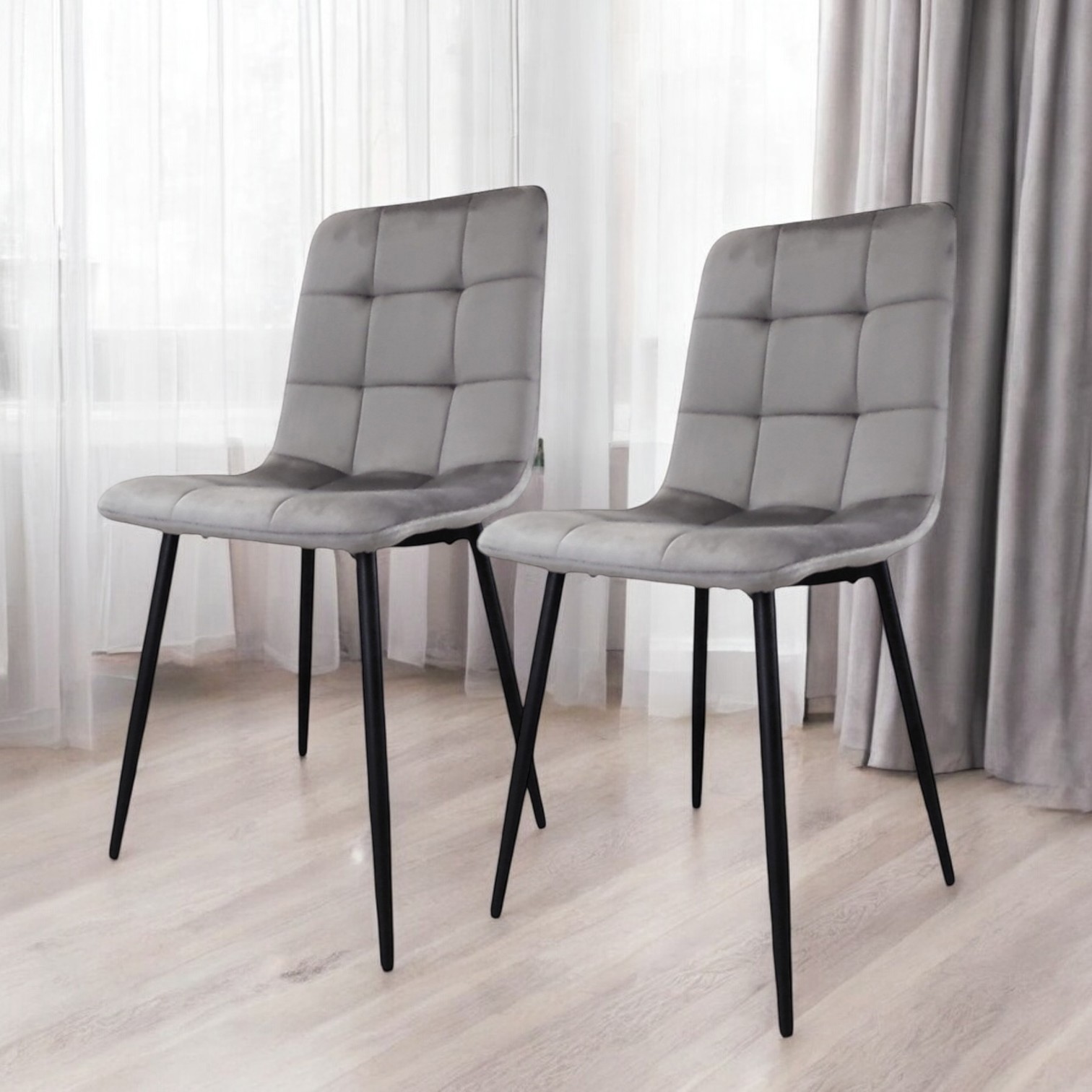 Изображение товара Комплект 2 стульев Weimei Best светло-серый велюр современный стиль