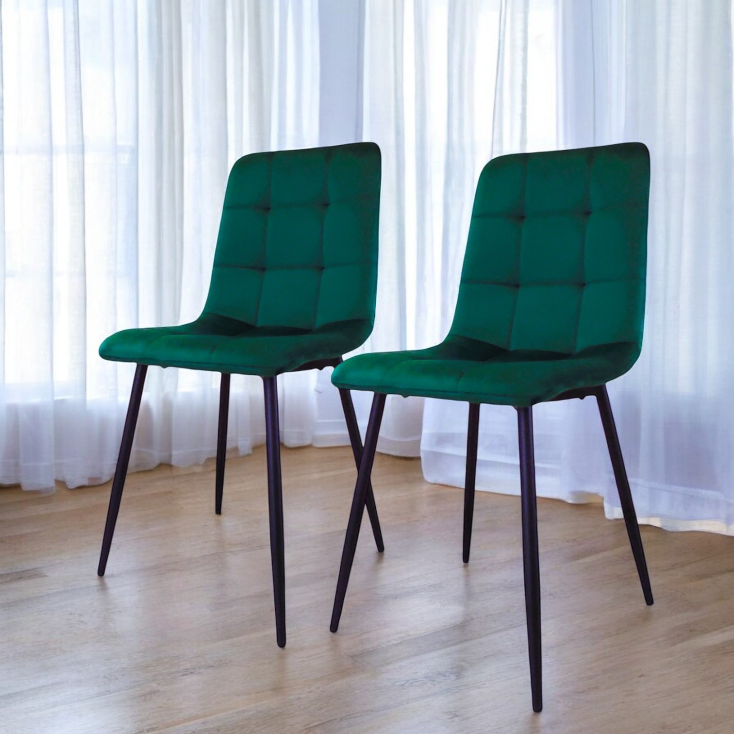 Изображение товара Комплект стульев 2 стула Weimei Best h 42х91х53 см велюр цвет зеленый