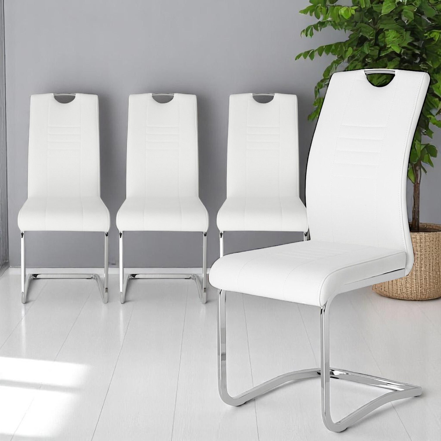 Изображение товара Стул Терминал Dc506 601В комплект из 4 белых эко-кожаных стульев на хромированном металлокаркасе
