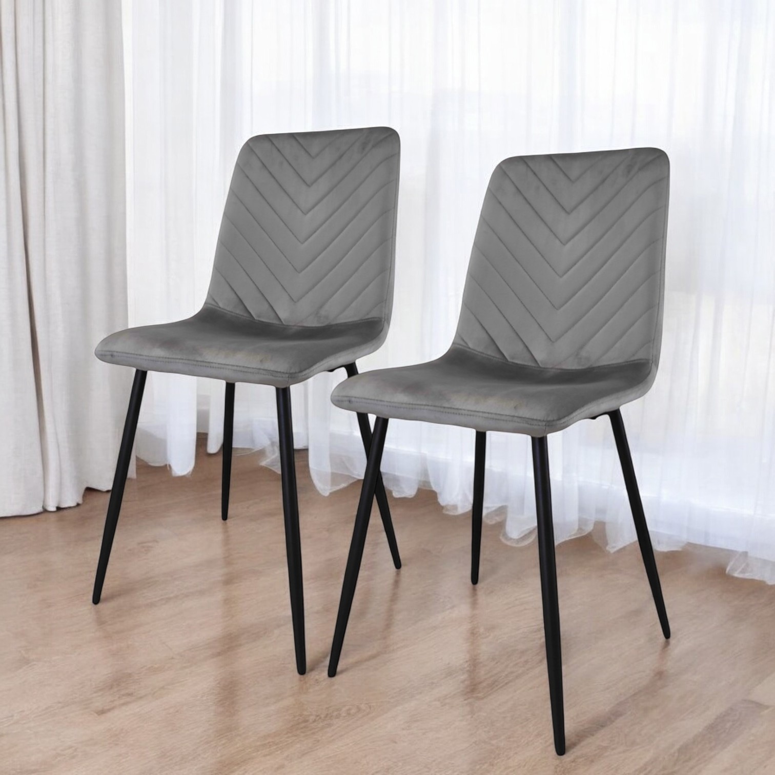 Изображение товара Комплект стульев 2 стула Weimei Best v 42х91х53 см велюр цвет светло-серый