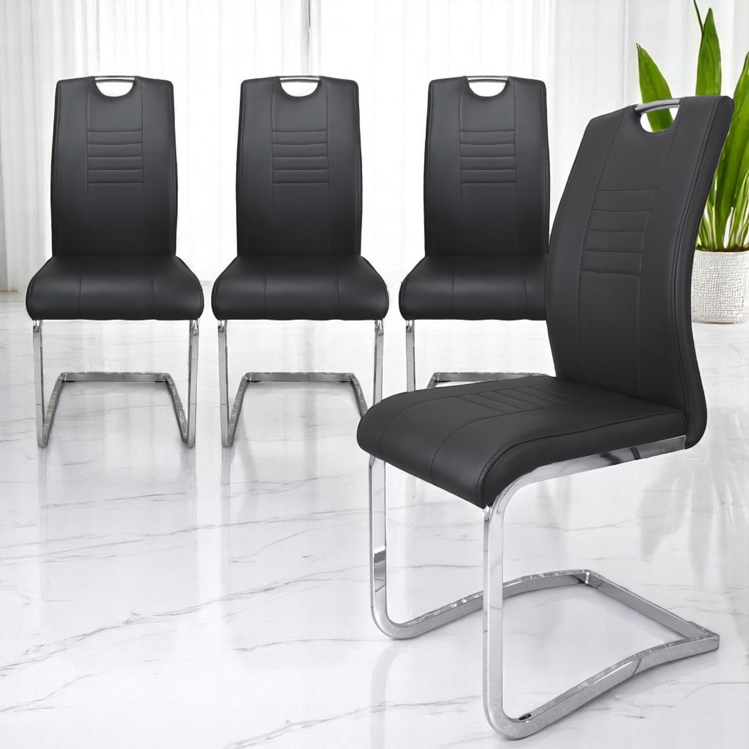 Изображение товара Стул Терминал DC506 комплект 4 шт черный с хромированным каркасом