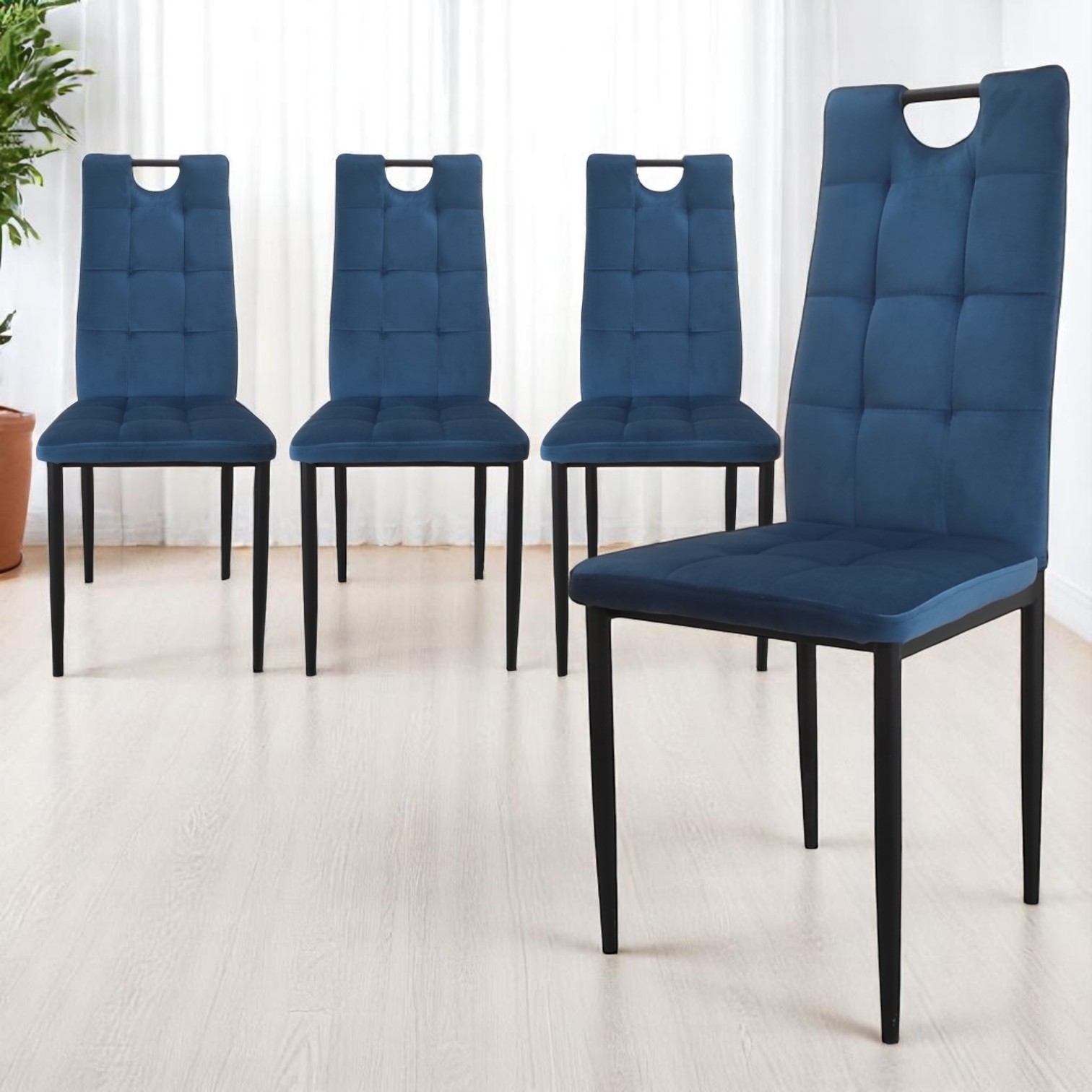 Изображение товара Кухонный стул Weimei Dc611-1 42x96x52 см велюр цвет синий 4 шт